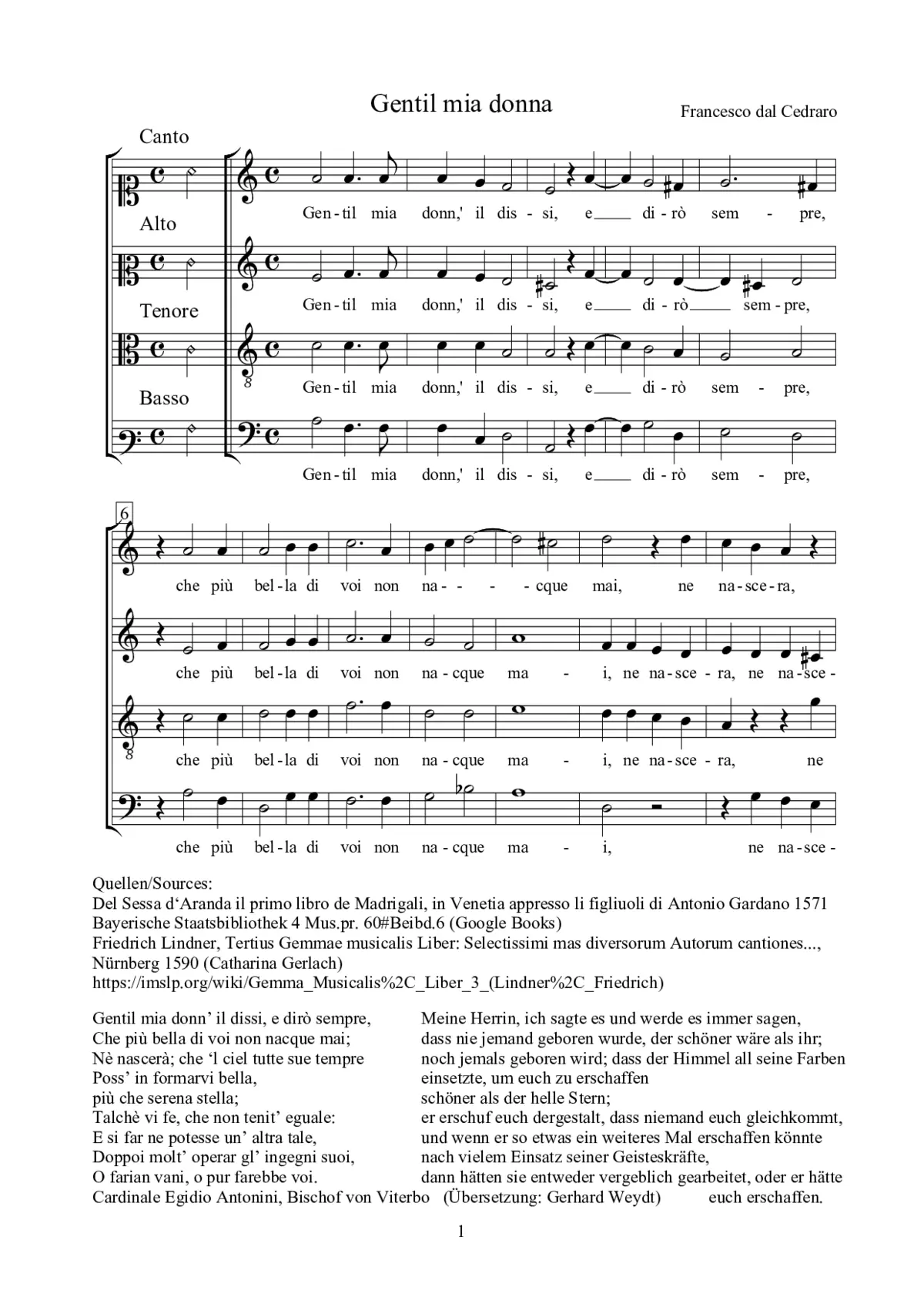 Gentil mia donna - Page 1