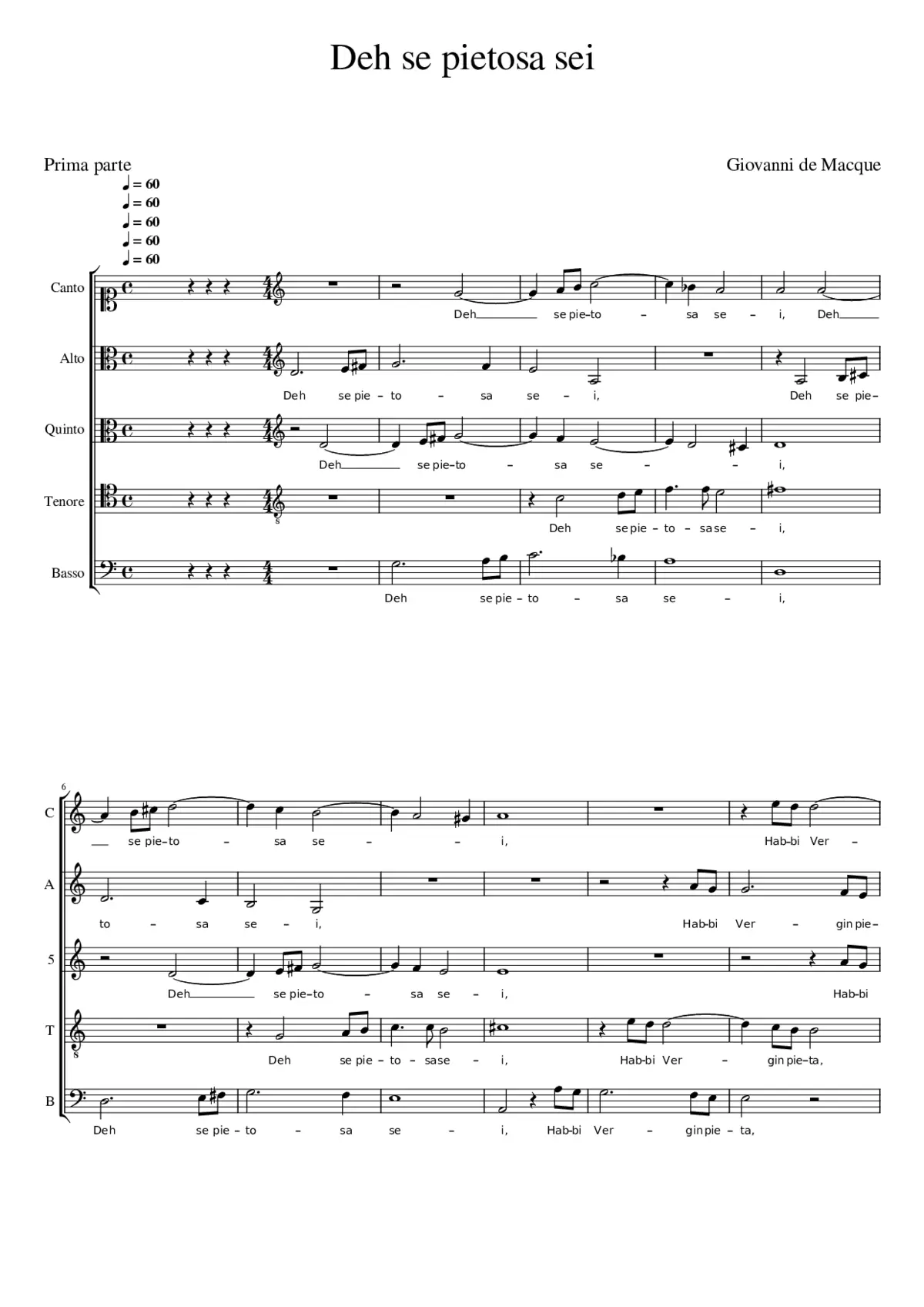 Deh se pietosa sei - Page 1