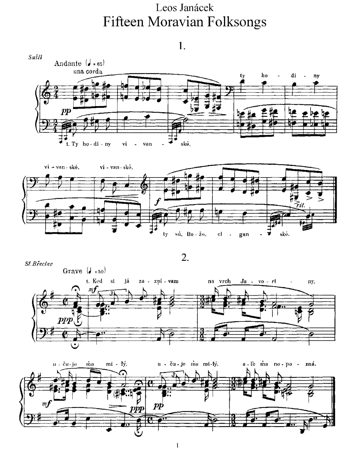 15 Moravian Folksongs - Page 1