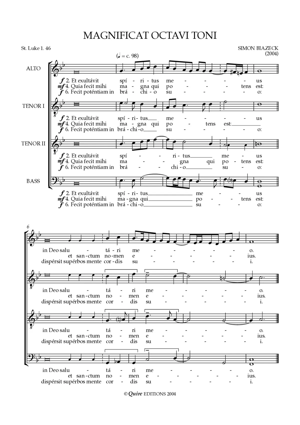 Magnificat Octavi Toni (ATTB) - Page 1