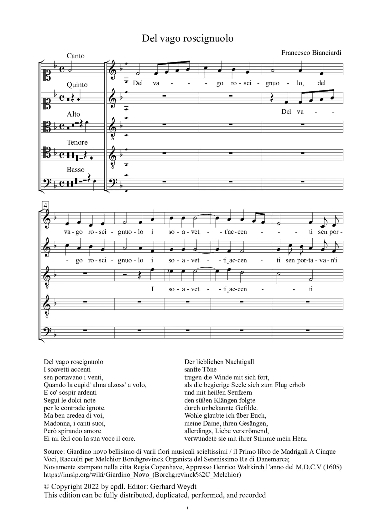 Del vago roscignuolo - Page 1