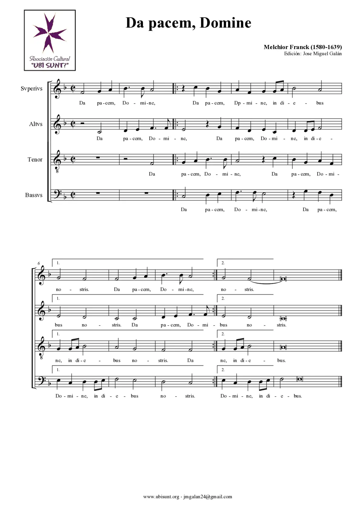 Da pacem, Domine a 4 - Page 1