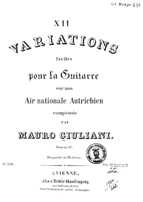 12 Variations faciles sur une Air nationale Autrichien