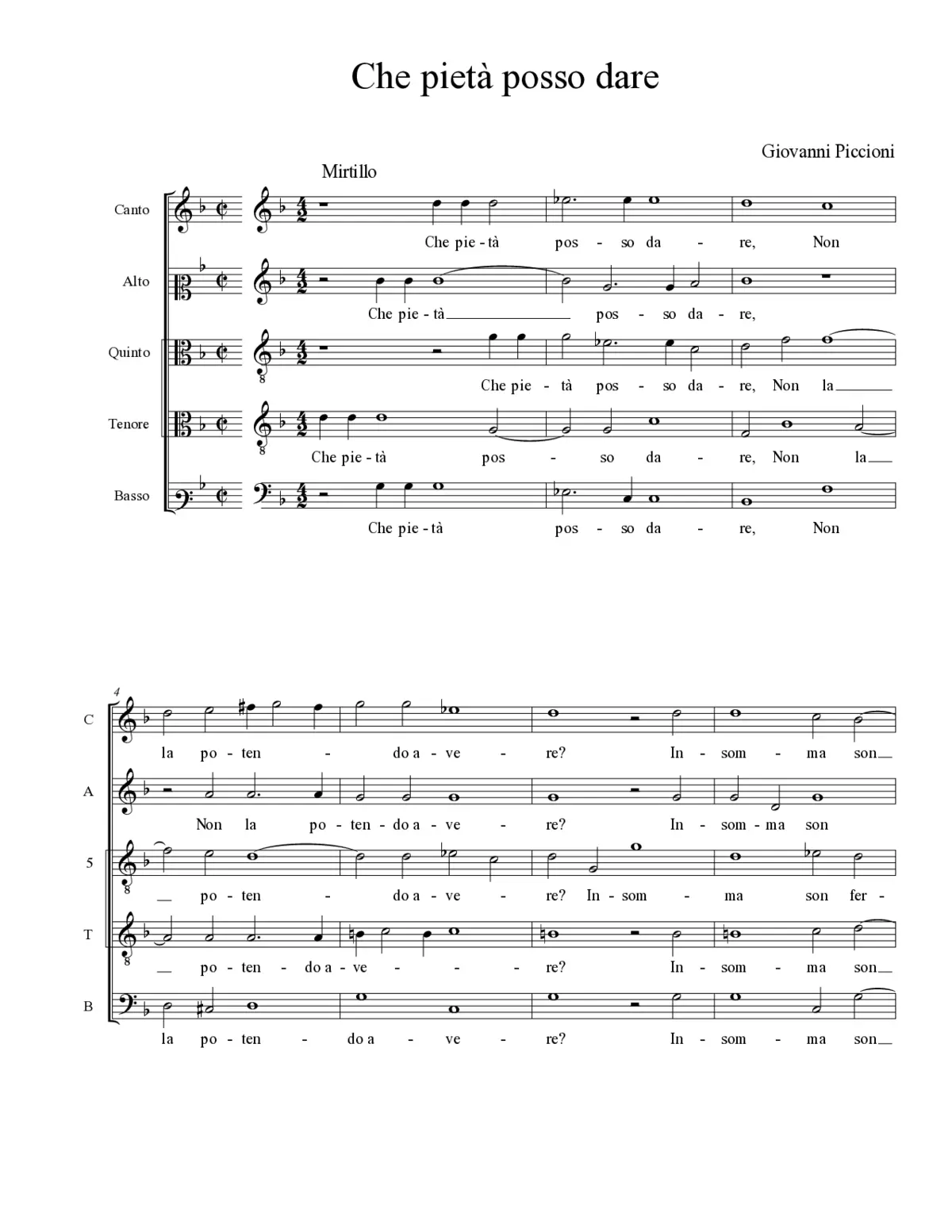 Che pietà posso dare - Page 1
