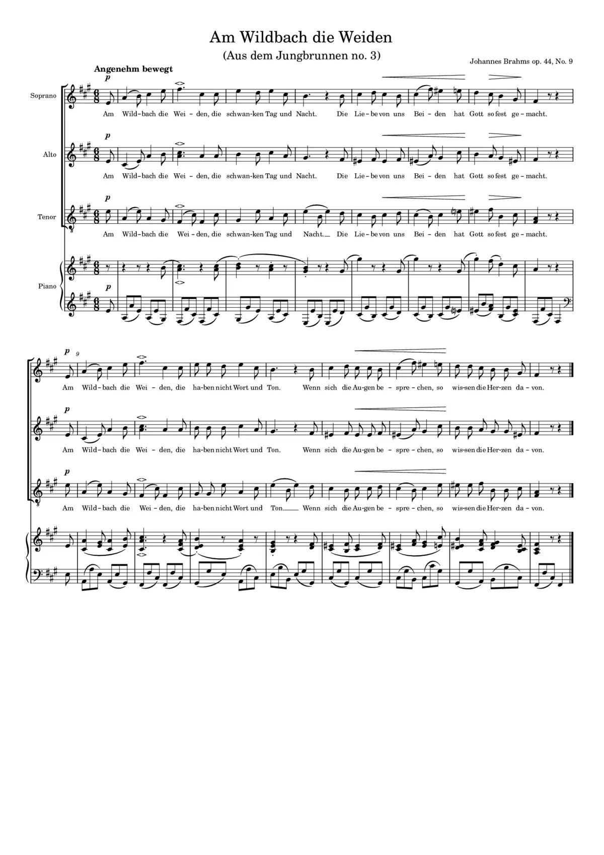 Am Wildbach die Weiden, Op. 44, No. 9 - Page 1