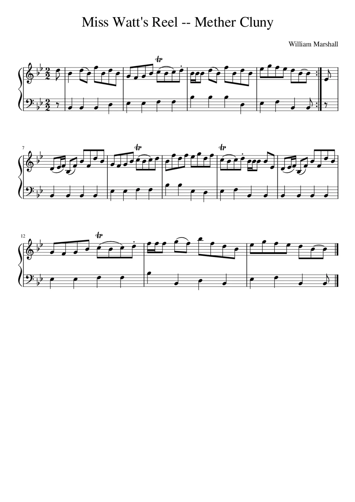 Miss Watt's Reel -- Mether Cluny - Page 1