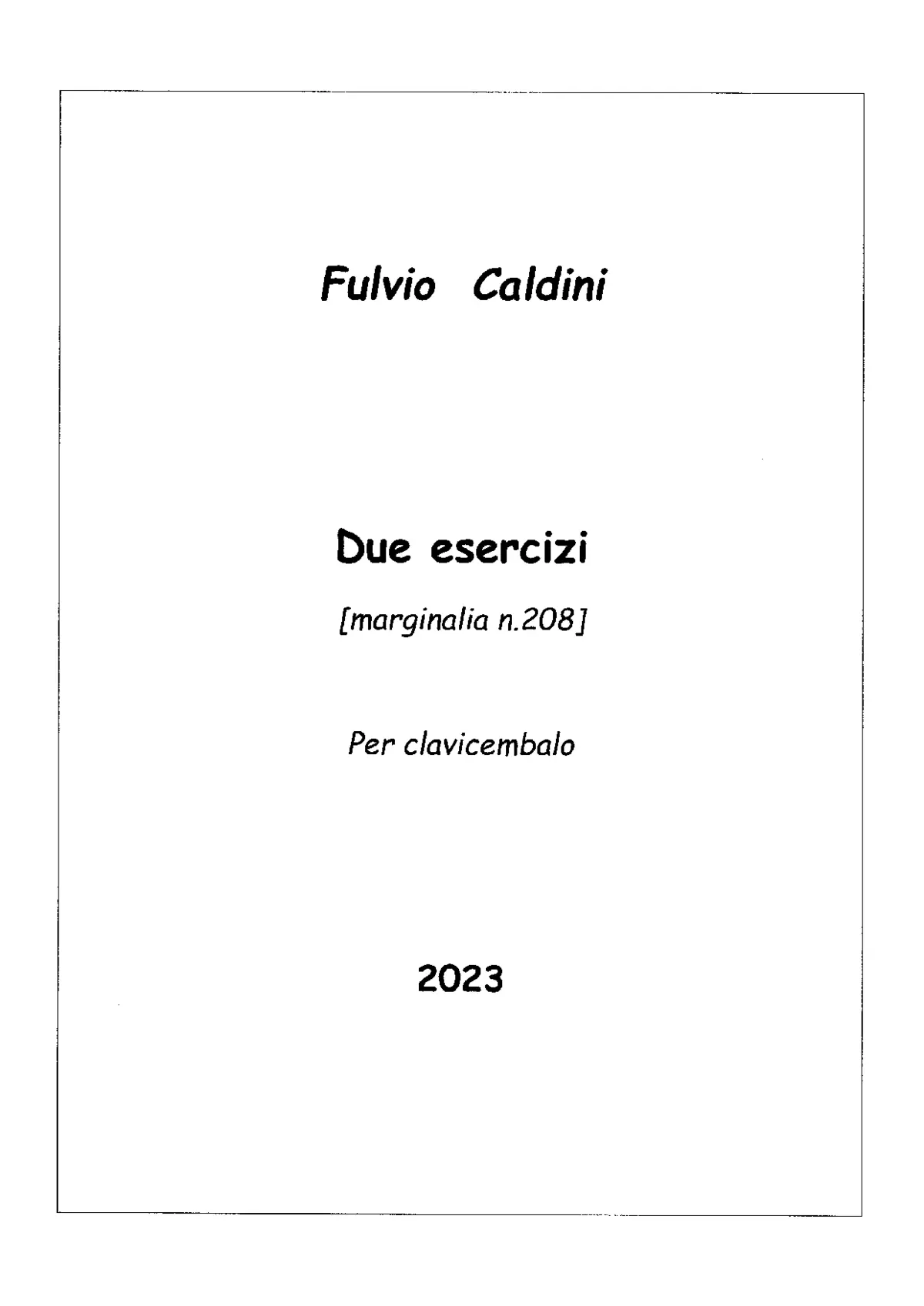 Due esercizi, Marginalia No.208 - Page 1