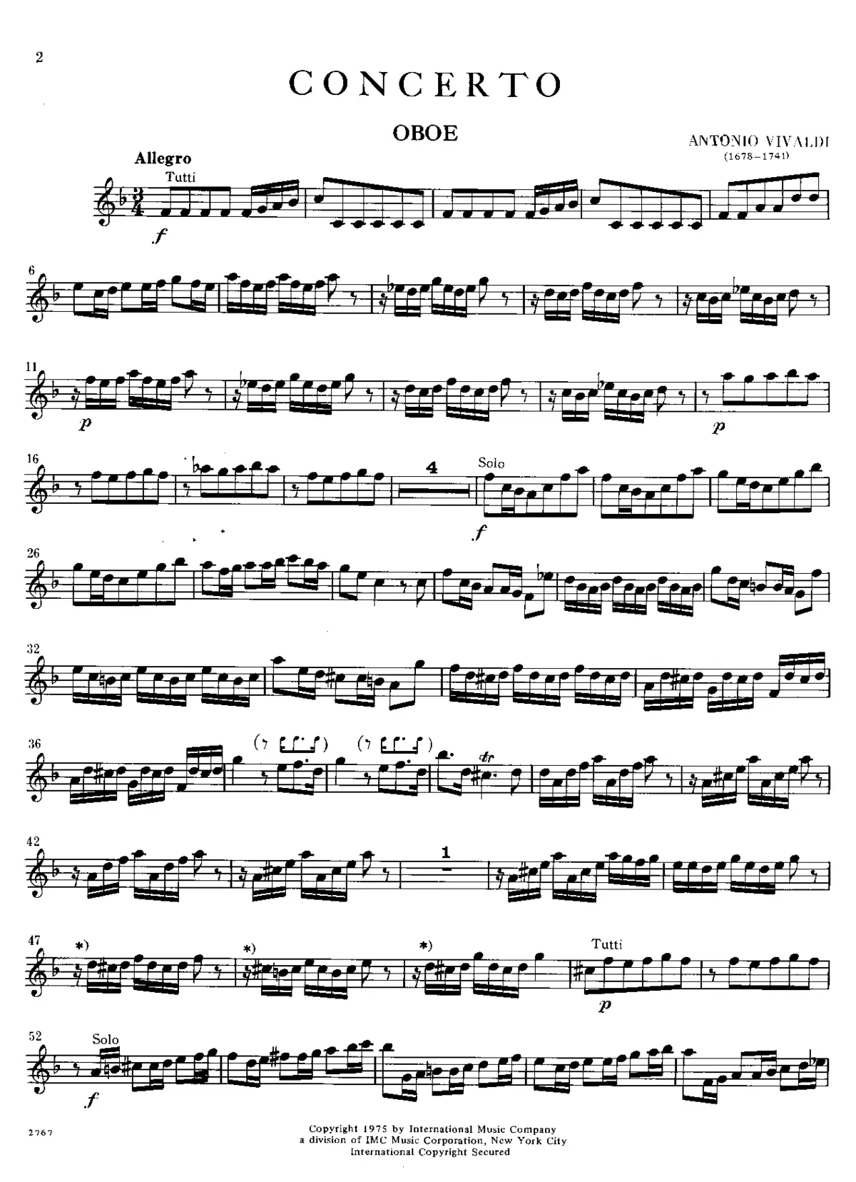 Oboe Concerto in F major - Page 1