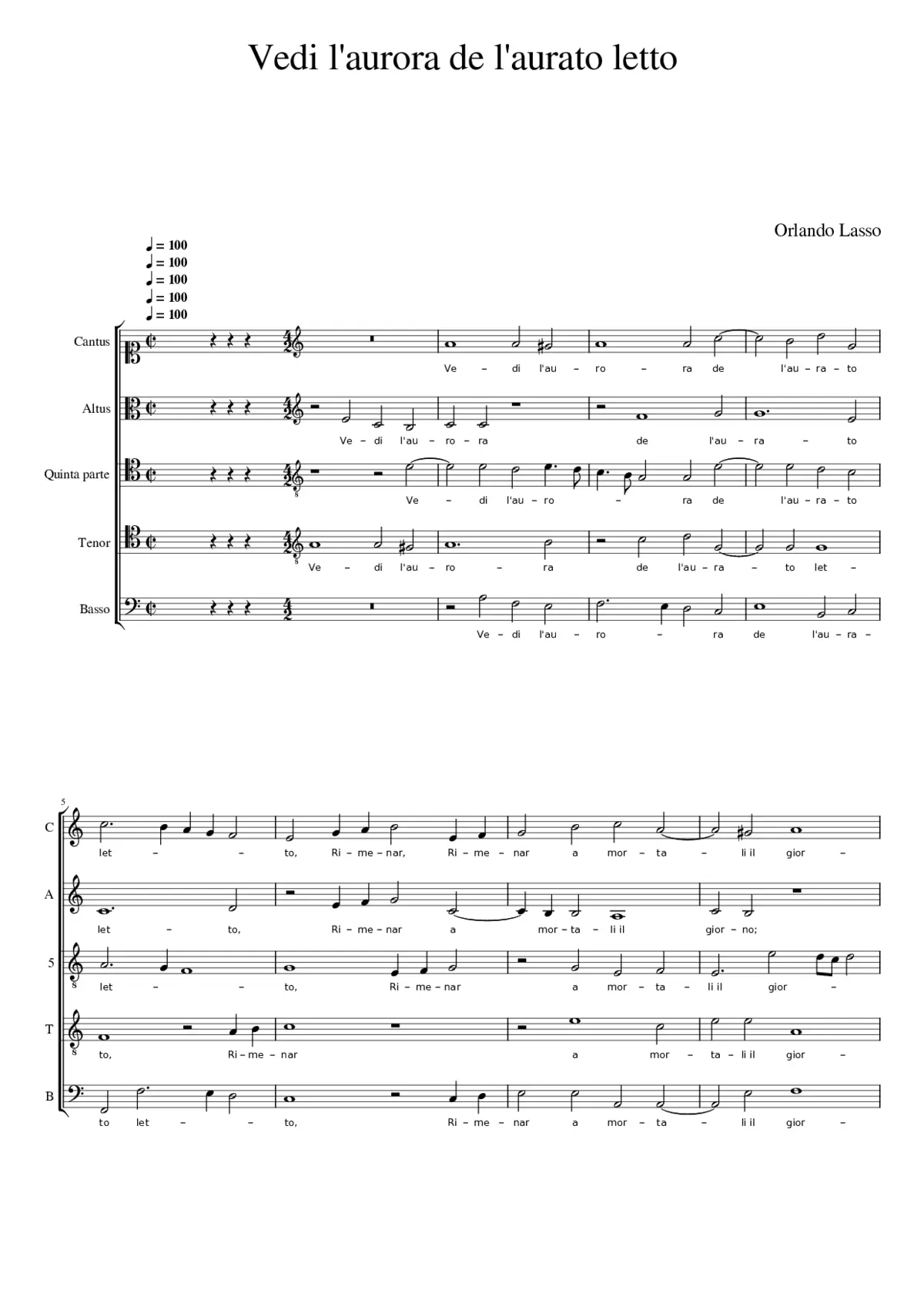 Vedi l'aurora de l'aurato letto - Page 1