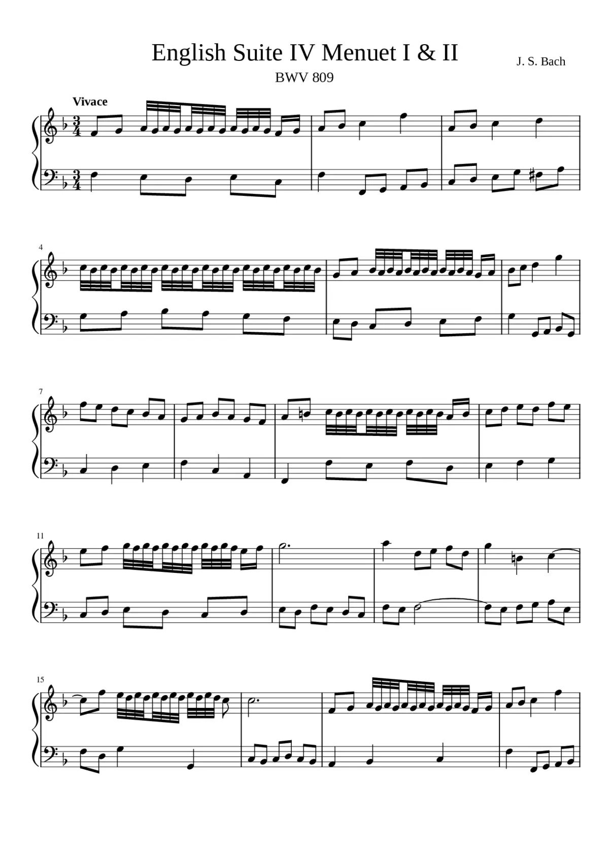 English Suite No.4 in F major BWV 809 - Page 1