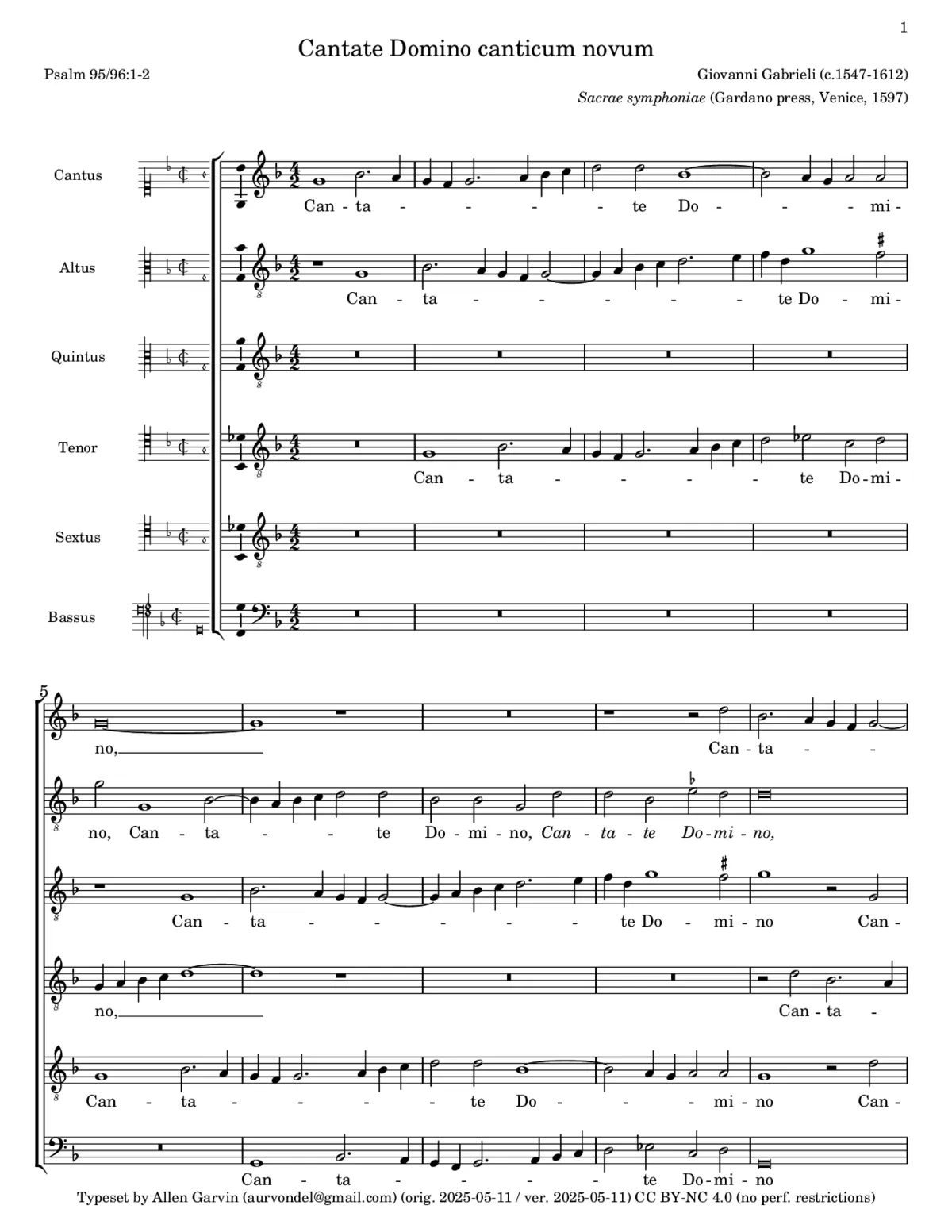 Cantate Domino a 6 - Page 1