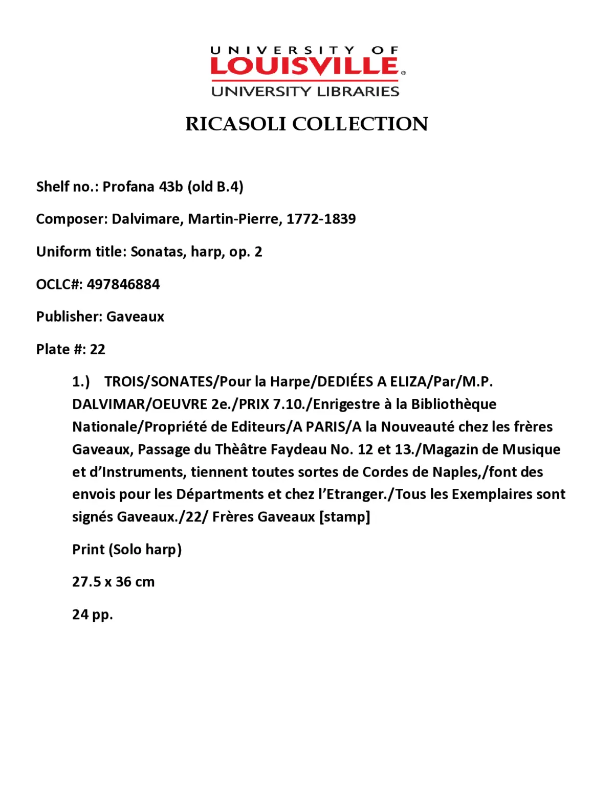 3 Harp Sonatas, Op.2 - Page 1