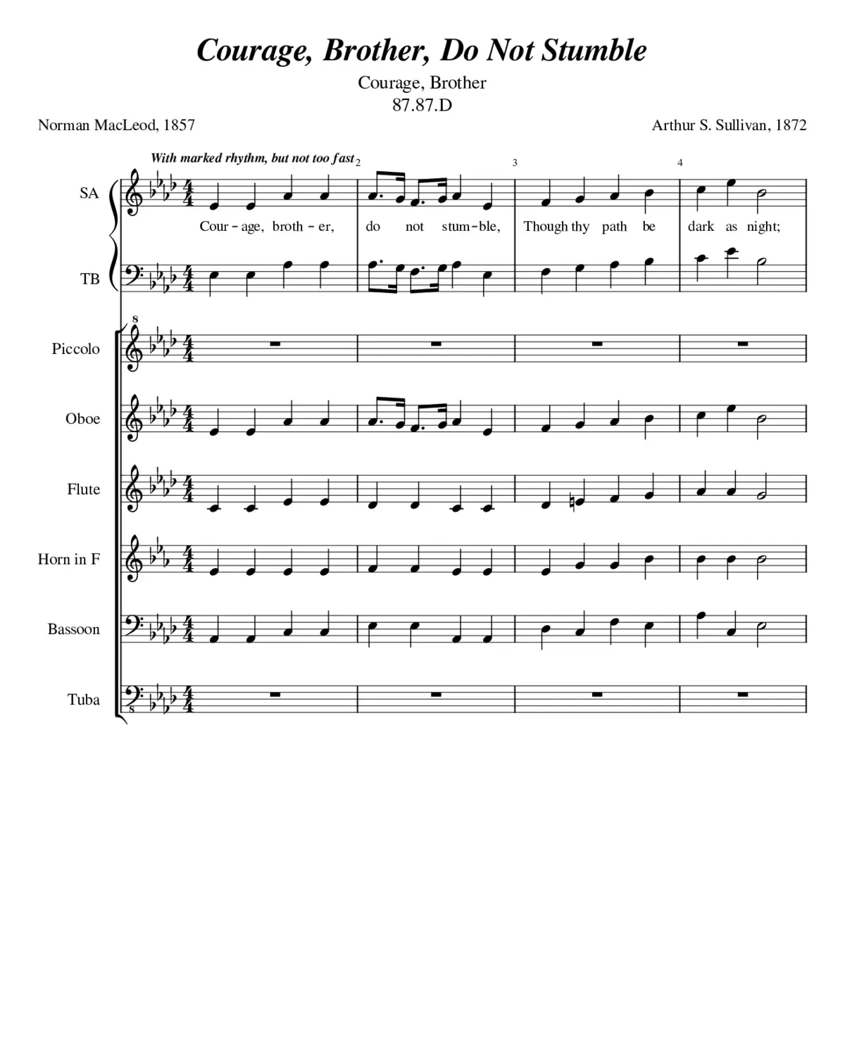 Arthur S. Sullivan: Courage Brother Do Not Stumble - Page 1