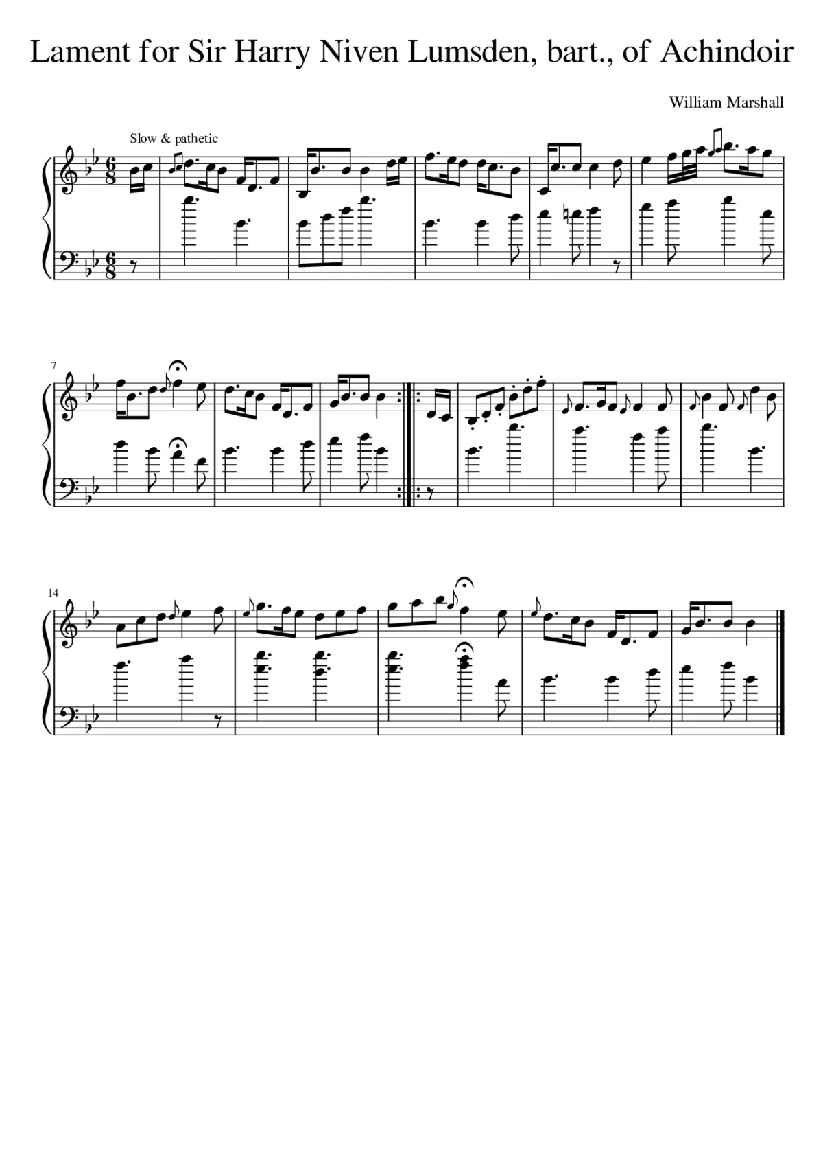 Lament for Sir Harry Niven Lumsden bart. of Achindoir - Page 1