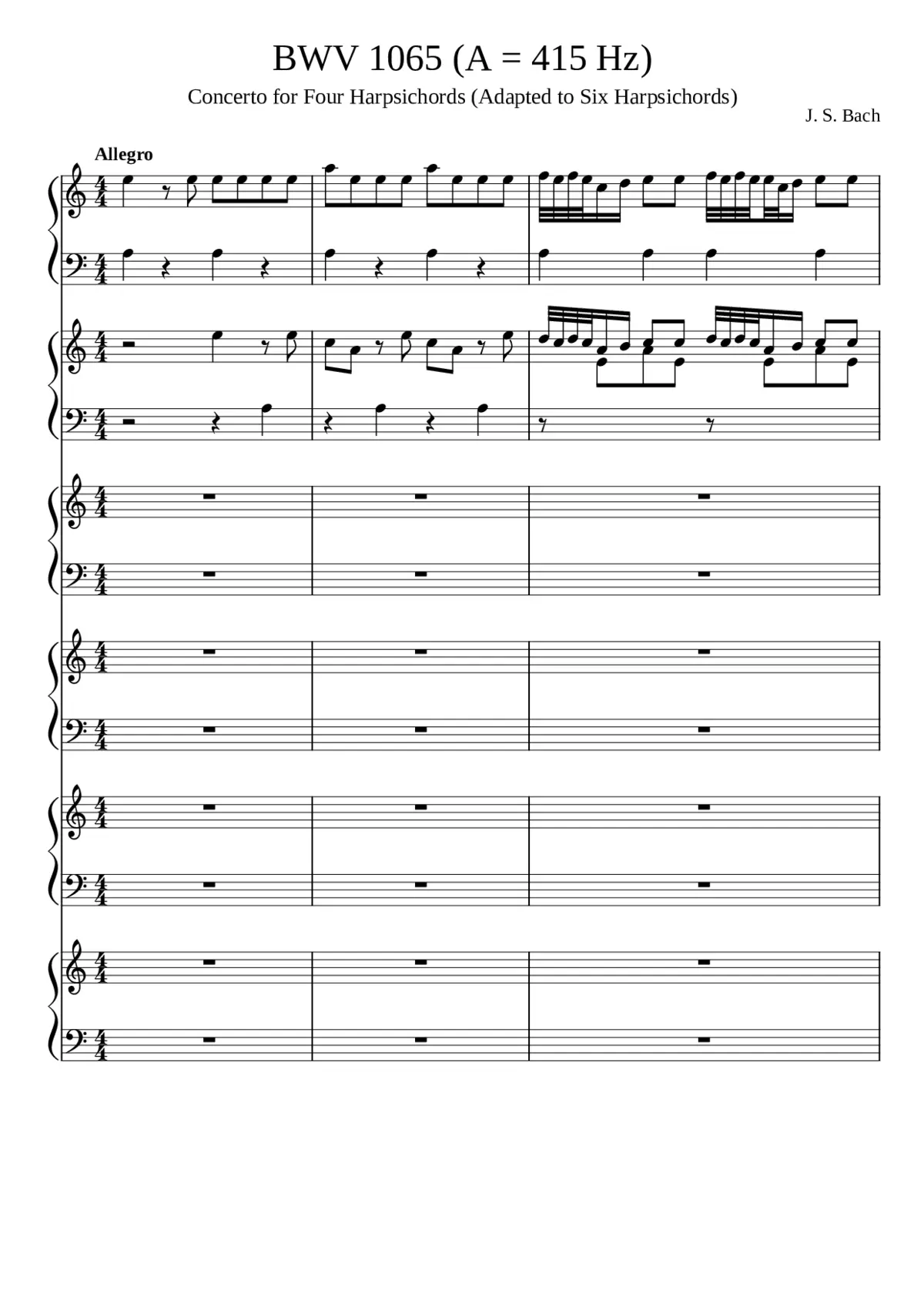 Concerto for 4 Harpsichords in A minor BWV 1065 - Page 1