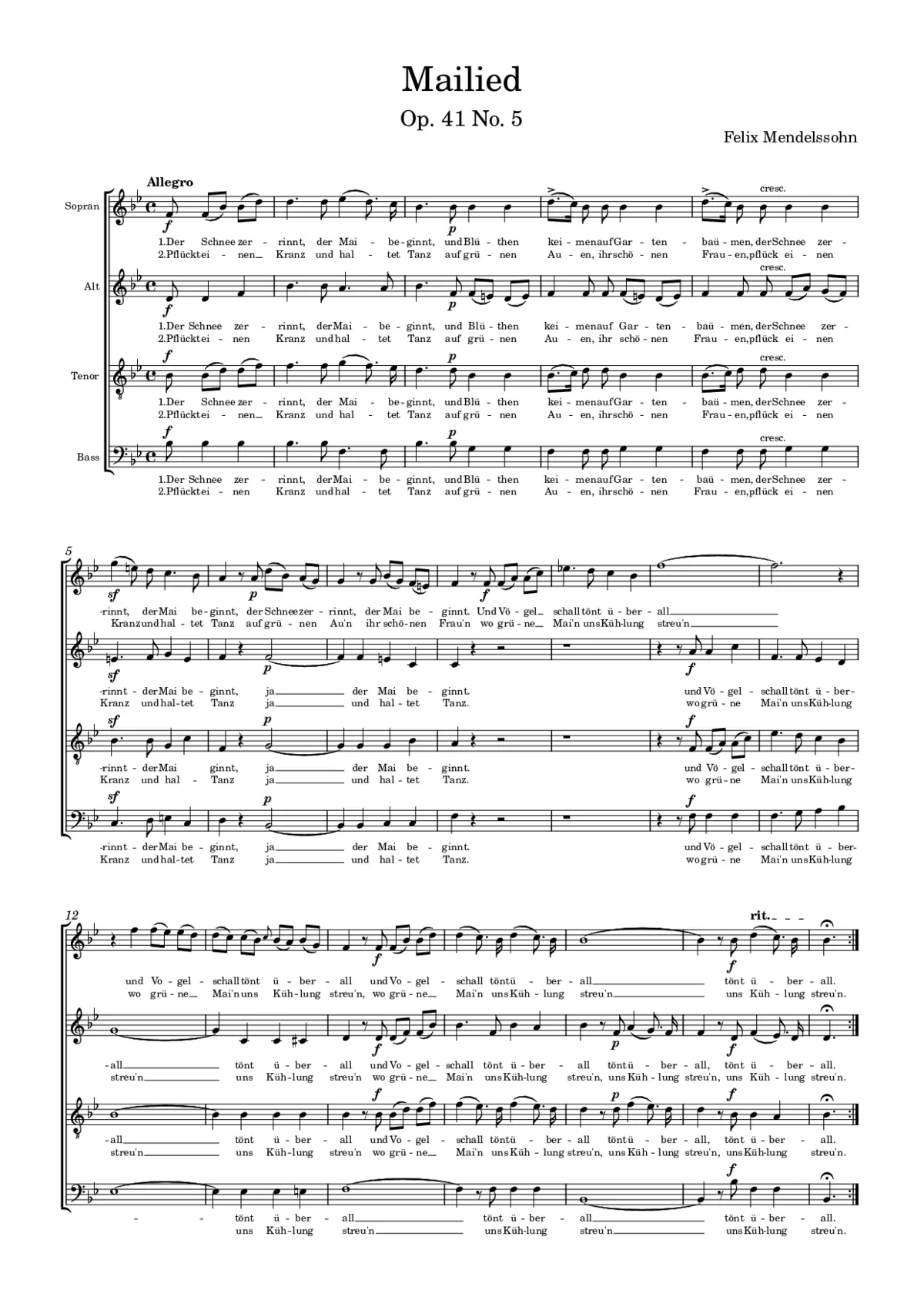 Mailied, Op. 41, No. 5 - Page 1