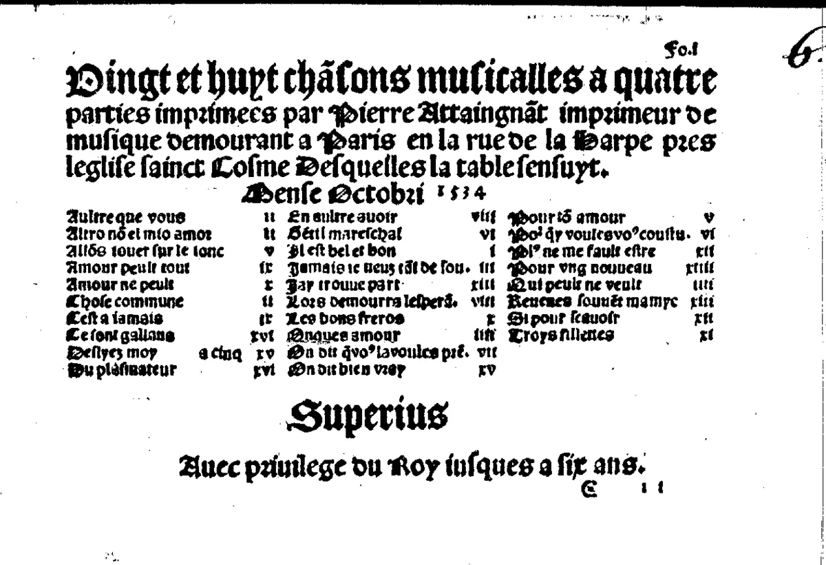28 Chansons musicalles a quatre parties - Page 1