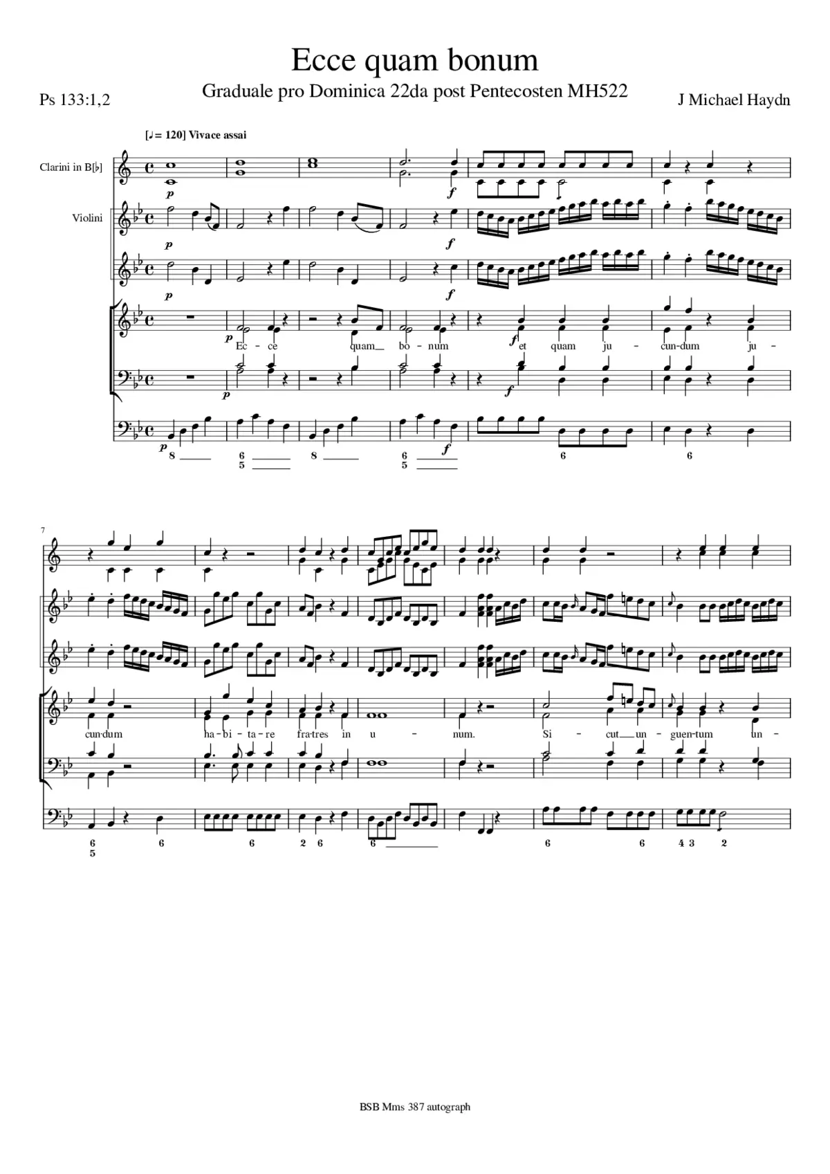 Ecce quam bonum, MH 522 - Page 1