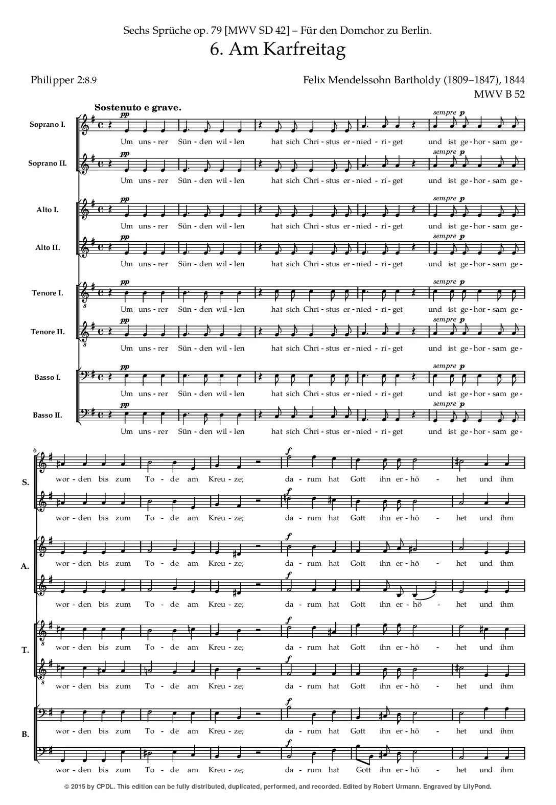 Am Karfreitag, Op. 79, No. 6 - Page 1