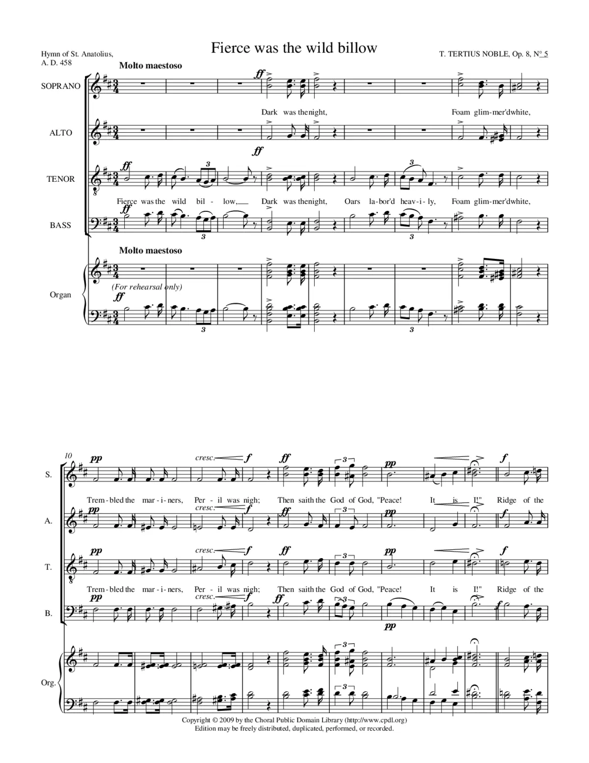 Fierce was the wild billow, Op. 8, No. 5 - Page 1