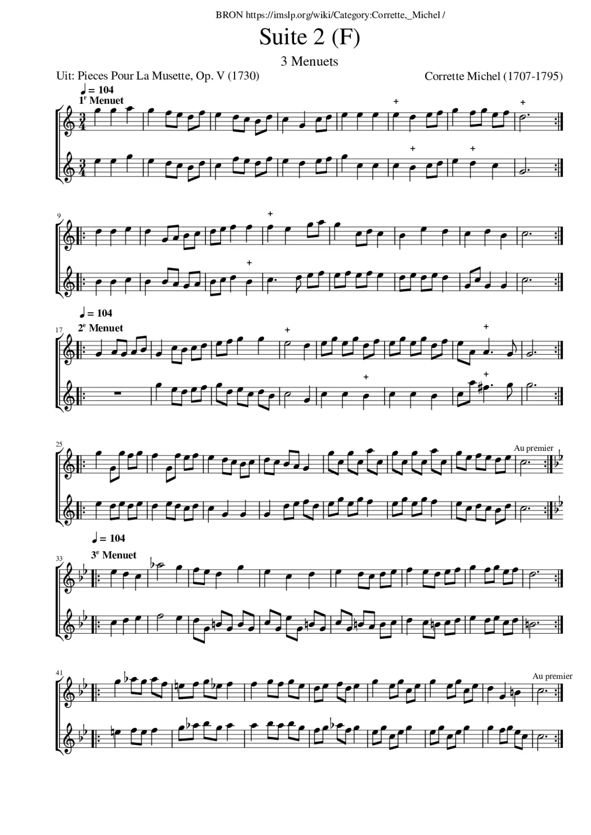 Suite 2 (F) (3 Menuets) - Page 1