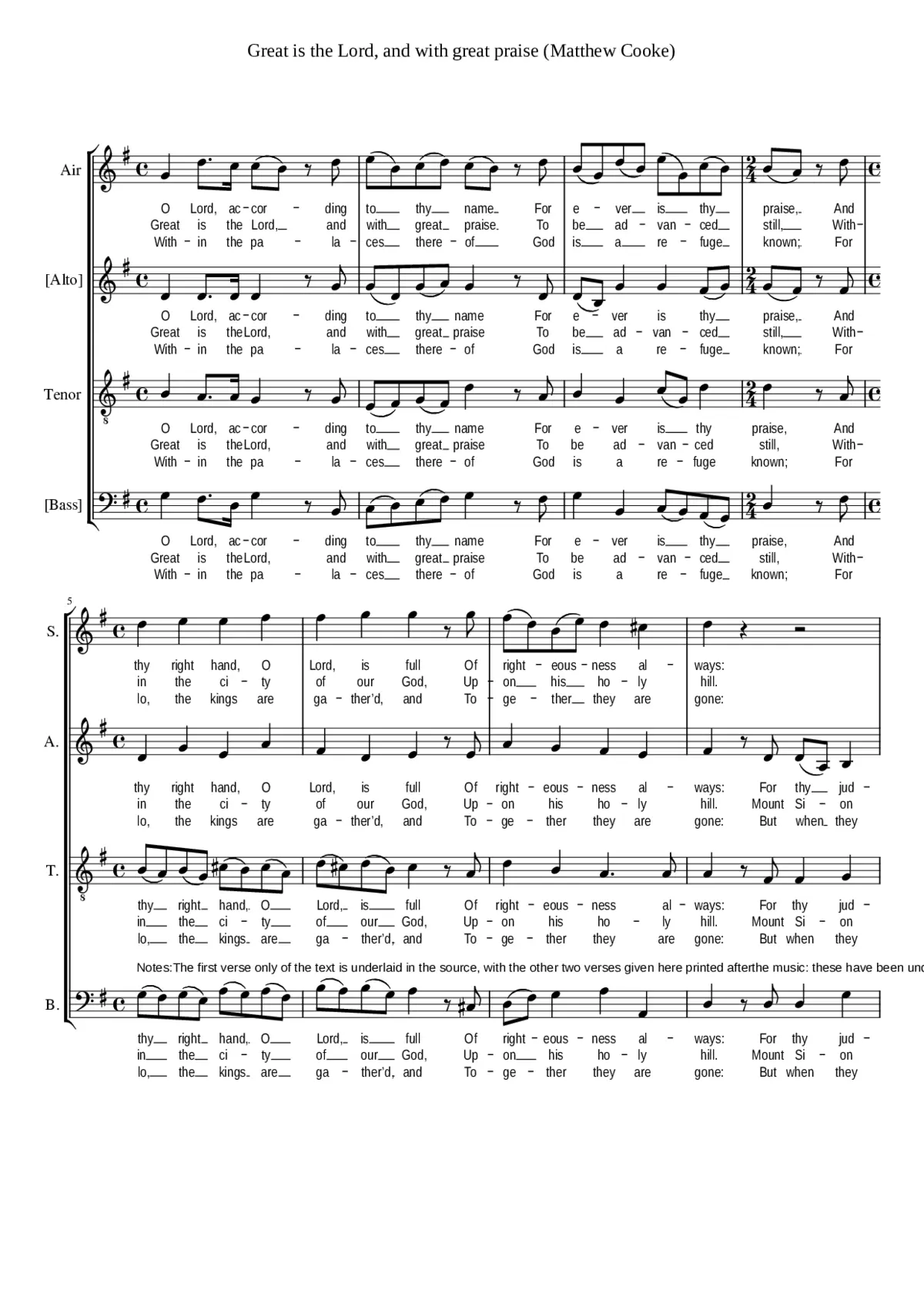 Great is the Lord and with great praise - Page 1