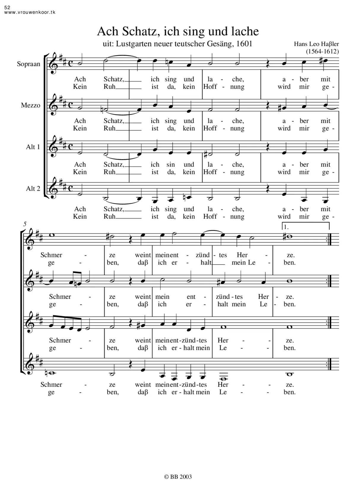 Ach Schatz, ich sing und lache - Page 1