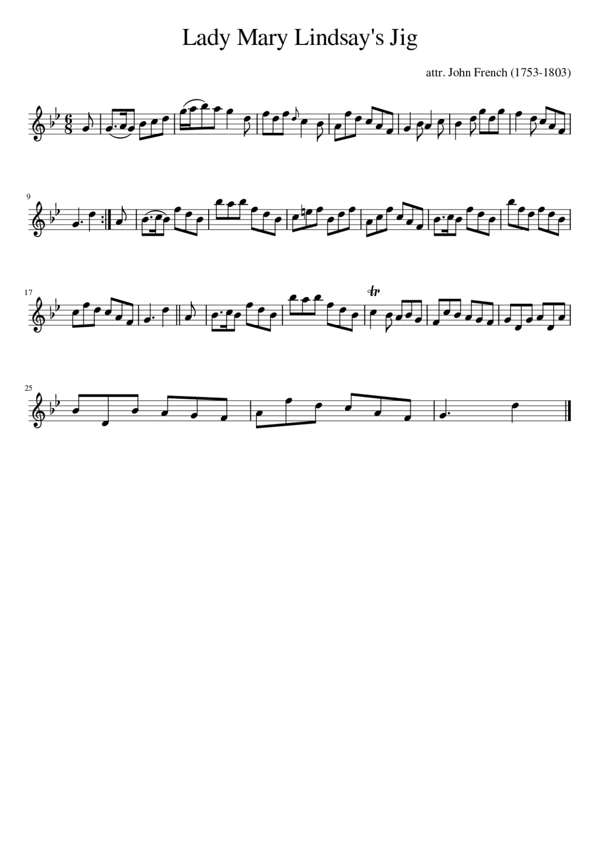 Lady Mary Lindsay's Jig - Page 1