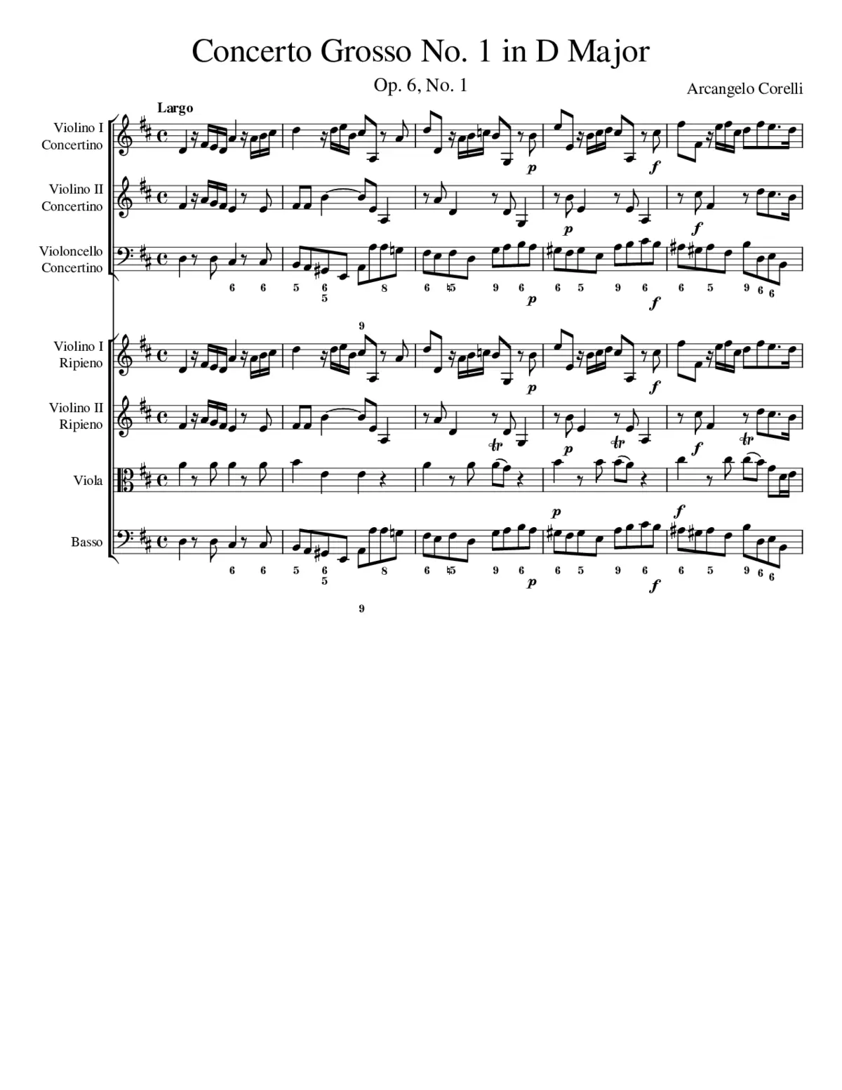 Concerto grosso in D major Op.6 No.1 - Page 1