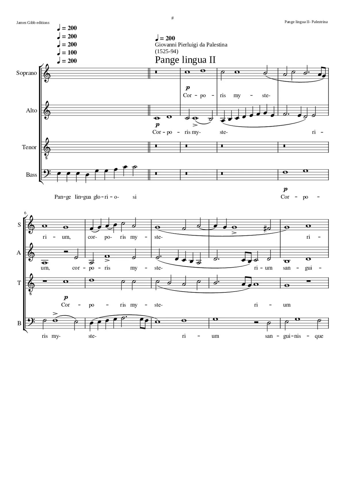 Pange lingua in Festo Corporis Christi (unrelated to another setting) - Page 1