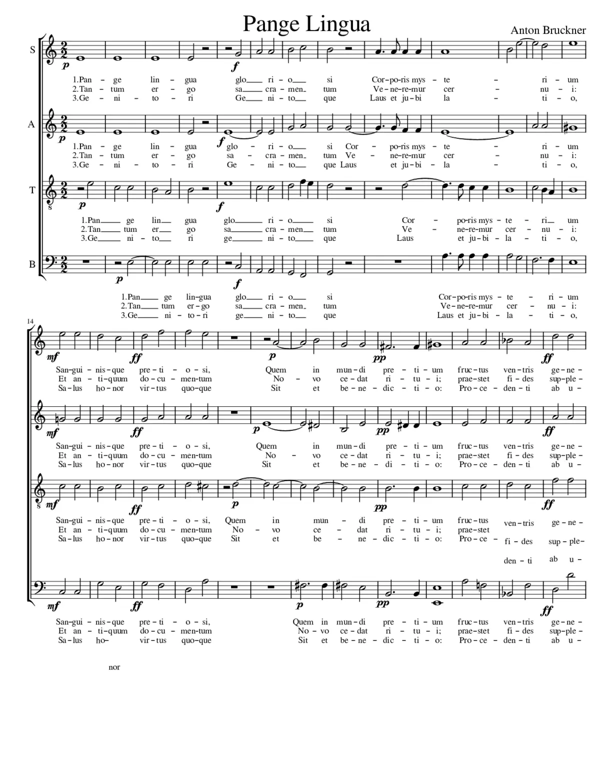 Bruckner - Pange Lingua - Page 1