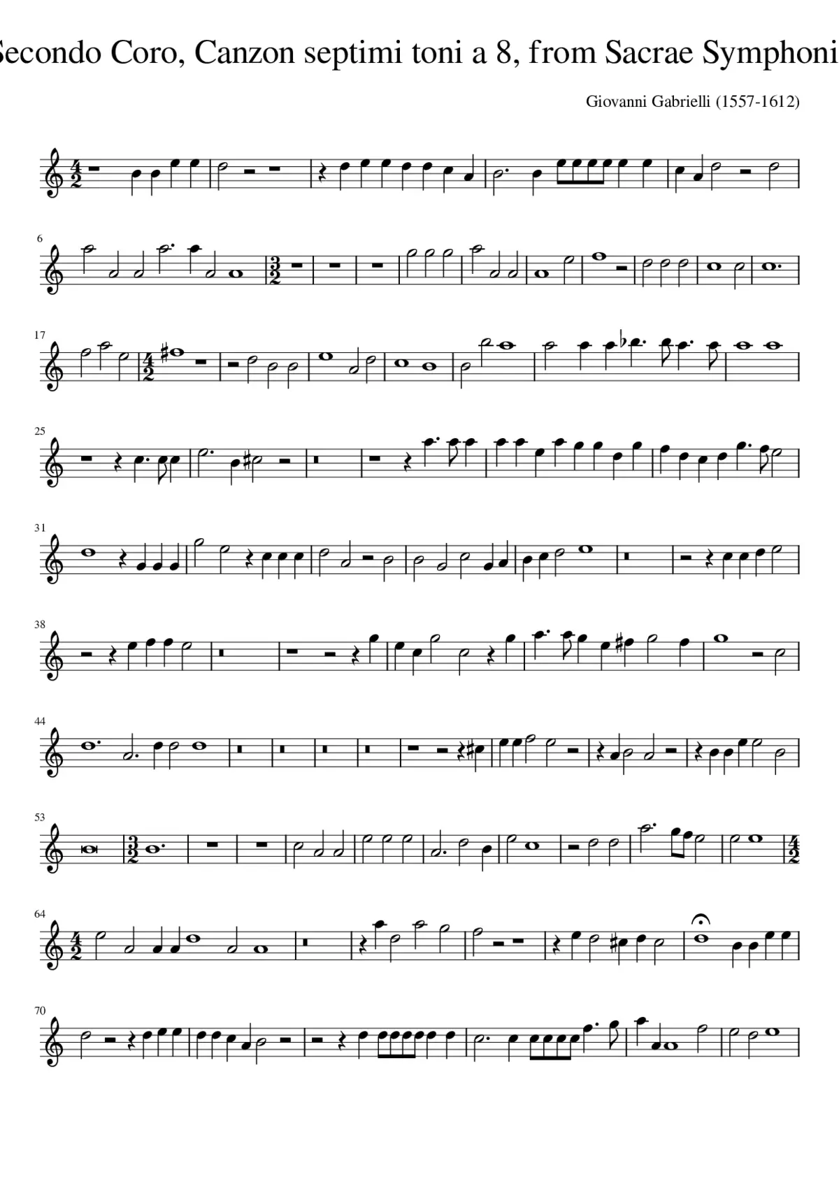 Tenore Secondo Coro Canzon septimi toni a 8 from Sacrae Symphoniae (1597) - Page 1