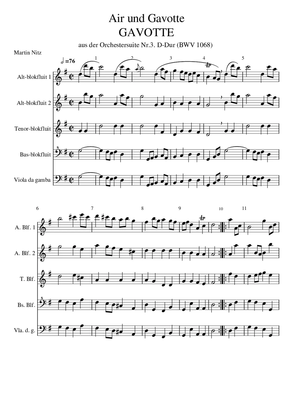 Air 'on the G string' Orchestral Suite No. 3 in D major BWV 1068 - Page 1