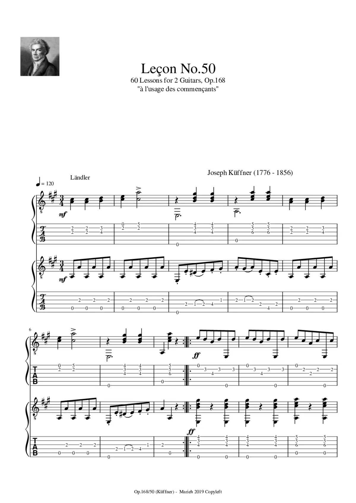 60 Lessons for 2 Guitars Op.168 - Page 1