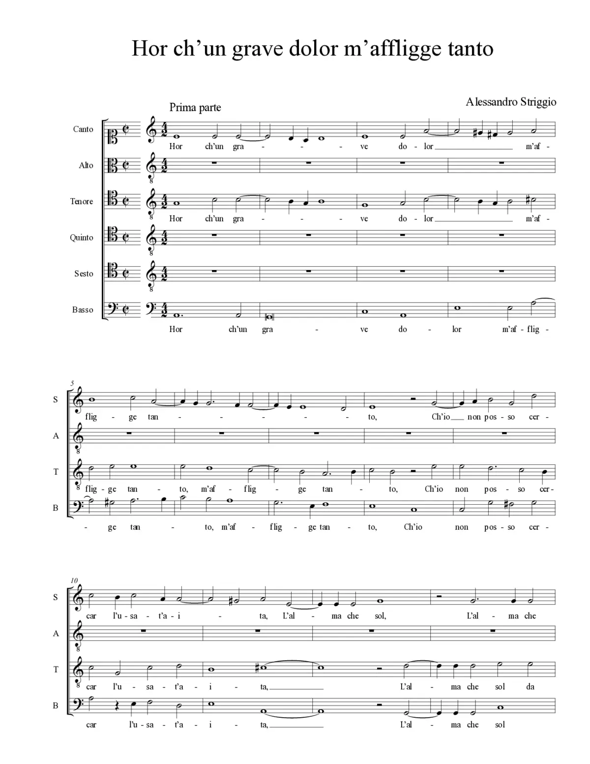 Hor ch’un grave dolor m’affligge tanto - Page 1