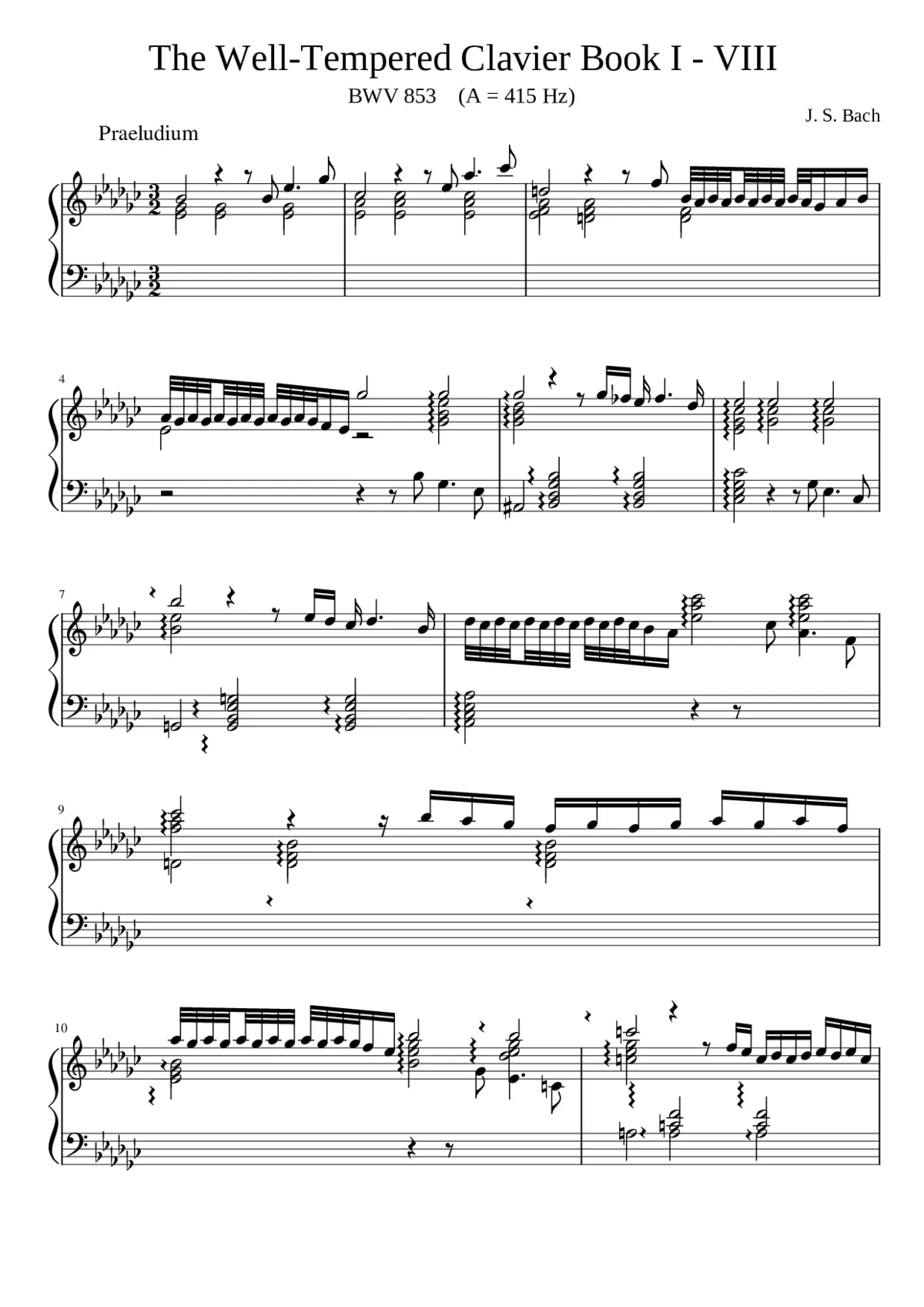 Prelude in E-flat minor and Fugue in D-sharp minor BWV 853 - Page 1