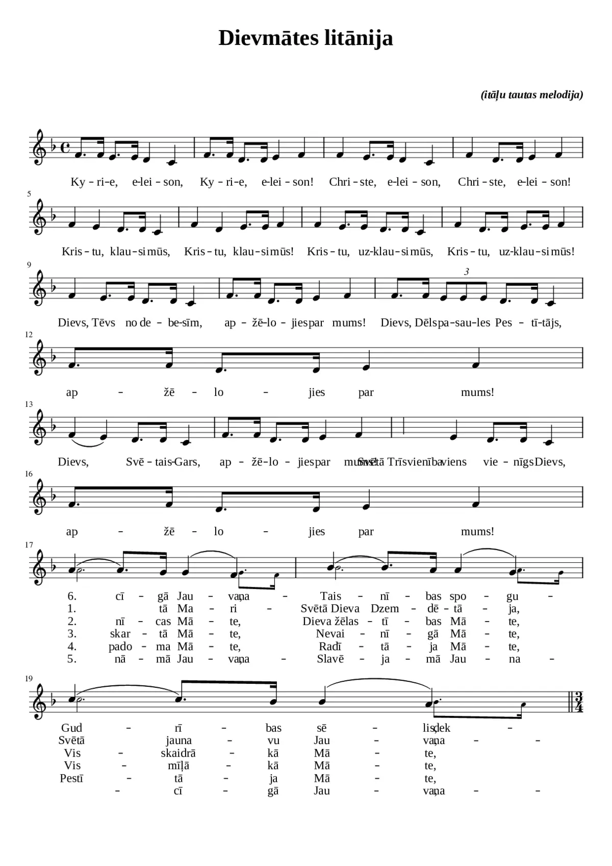 DievmÄtes litÄnija (latÄÅu melodija) - Page 1