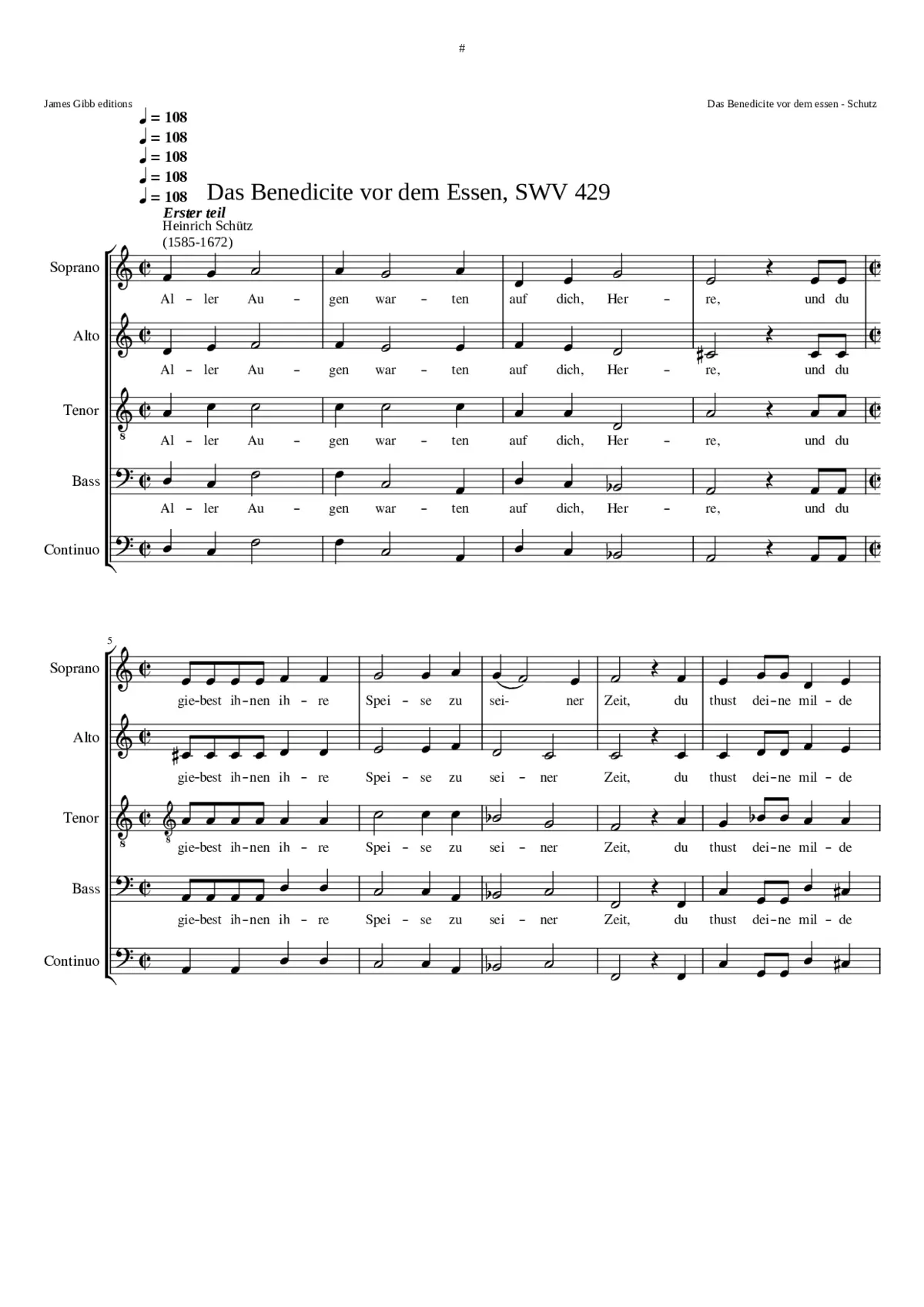 Das Benedicite vor dem Essen SWV 429 - Page 1