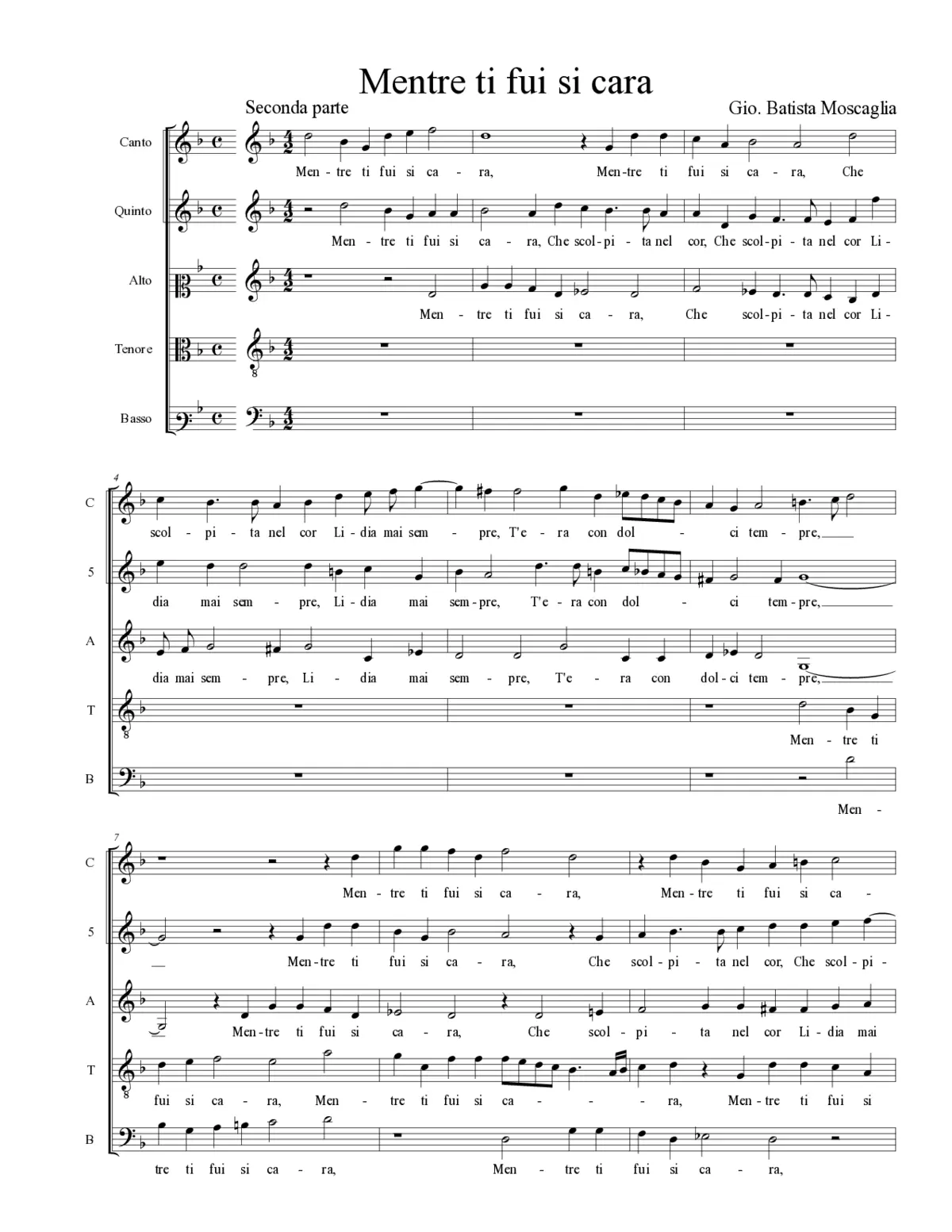 Mentre ti fui si cara - Page 1