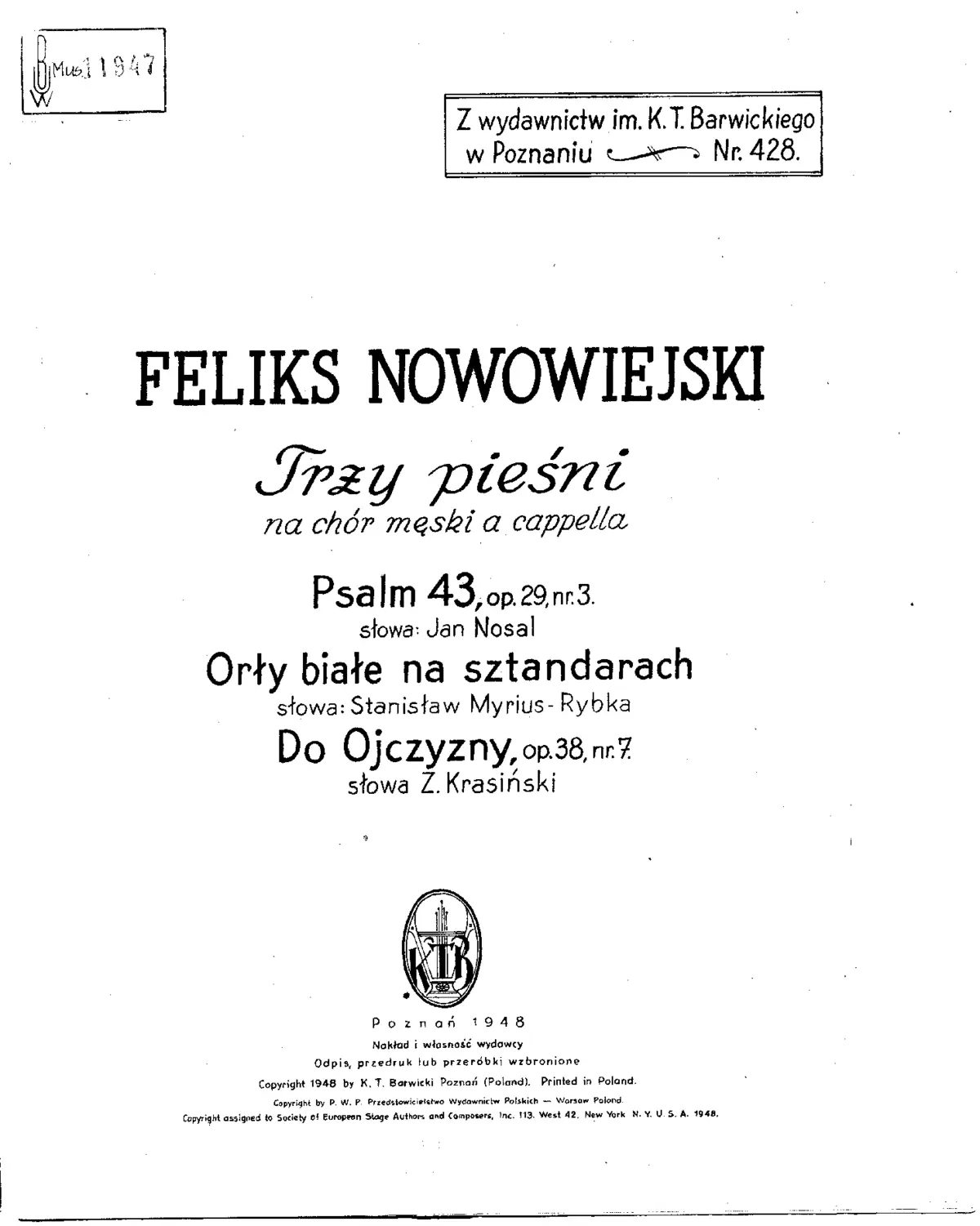 3 Pieśni na chór męski a cappella - Page 1