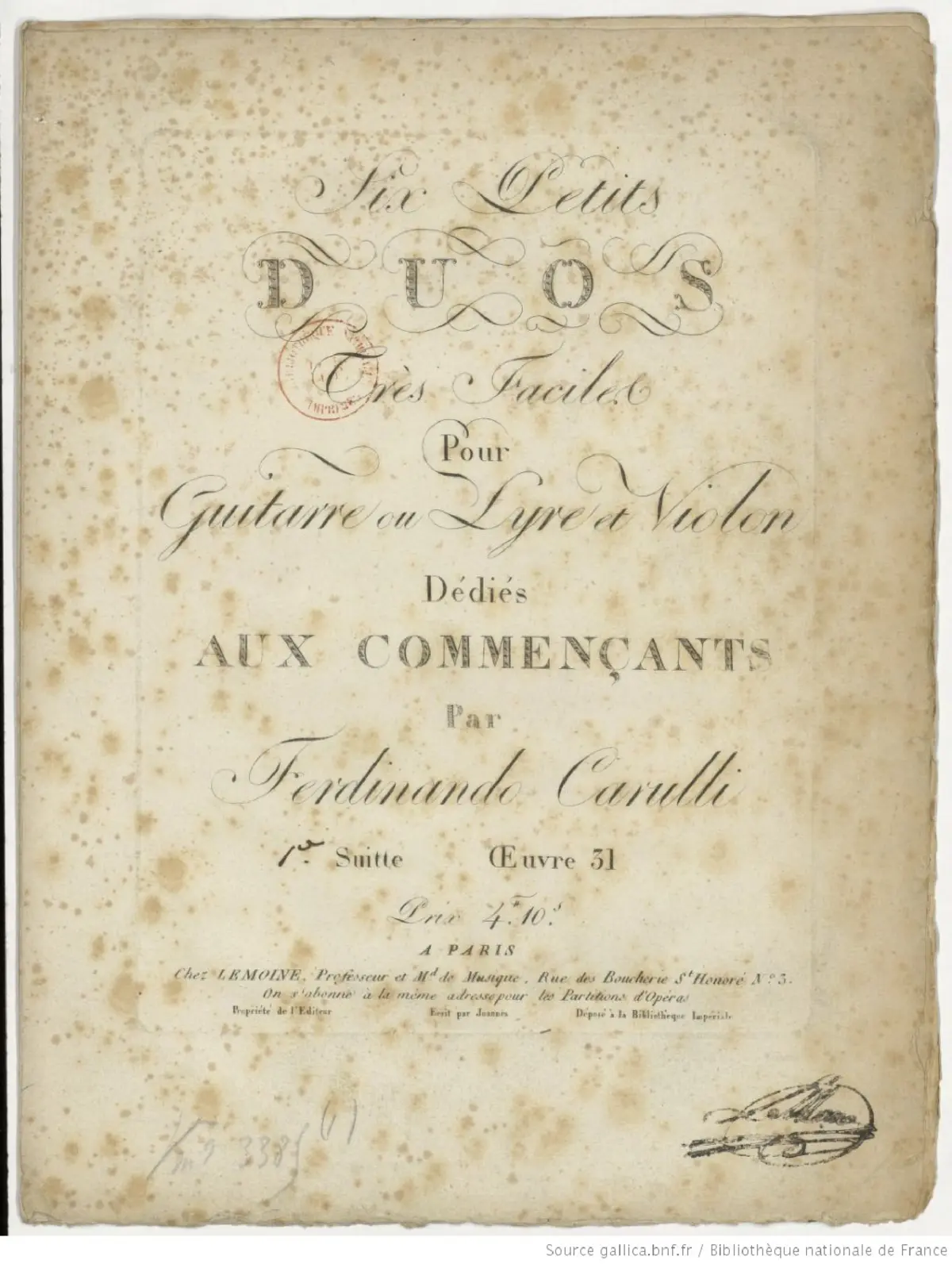 6 Petits Duos très faciles pour Guitare ou Lyre et Violon - Page 1