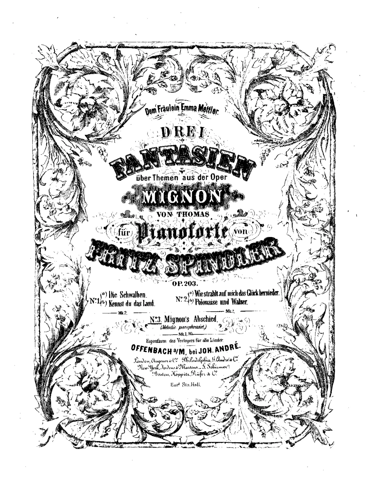 3 Fantasien über Themen aus der Oper Mignon - Page 1