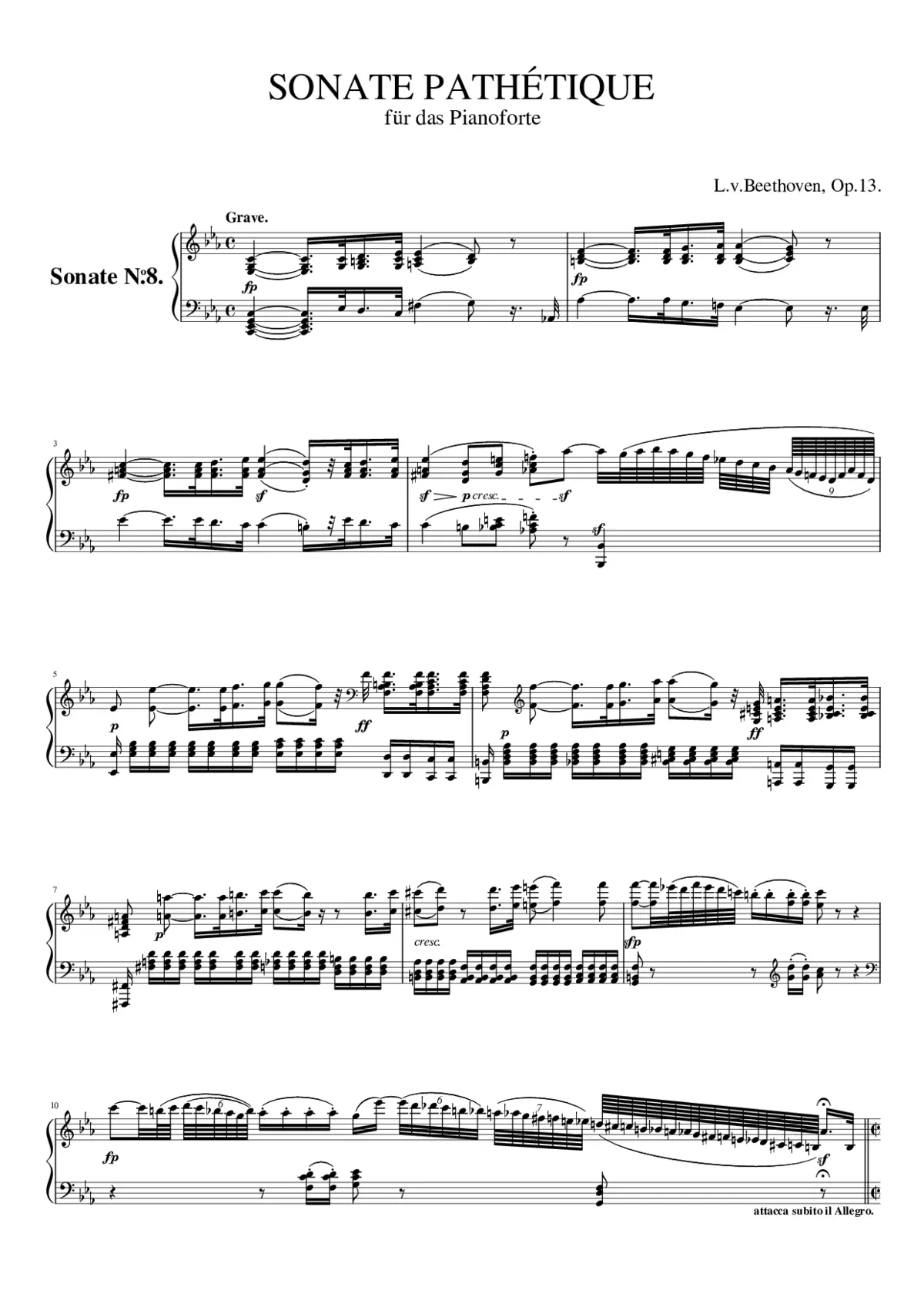 Piano Sonata No.8 Op.13 - Page 1