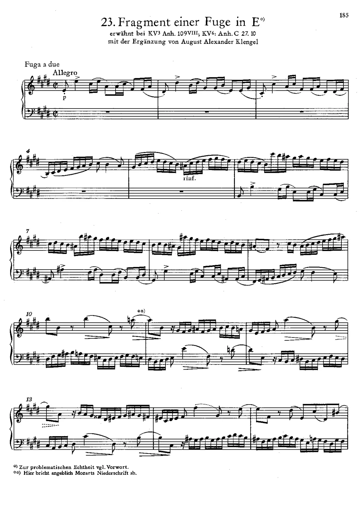 Fugue in E major, K.Anh.C 27.10 - Page 1