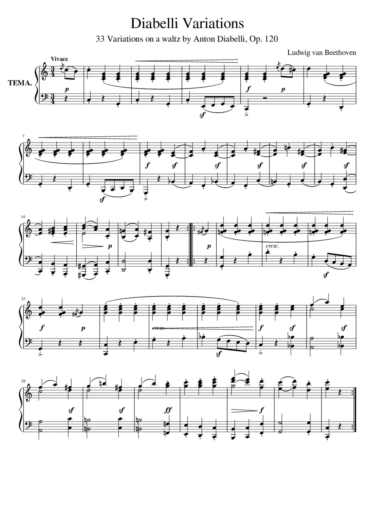 Veränderungen über einen Walzer Op.120 - Page 1