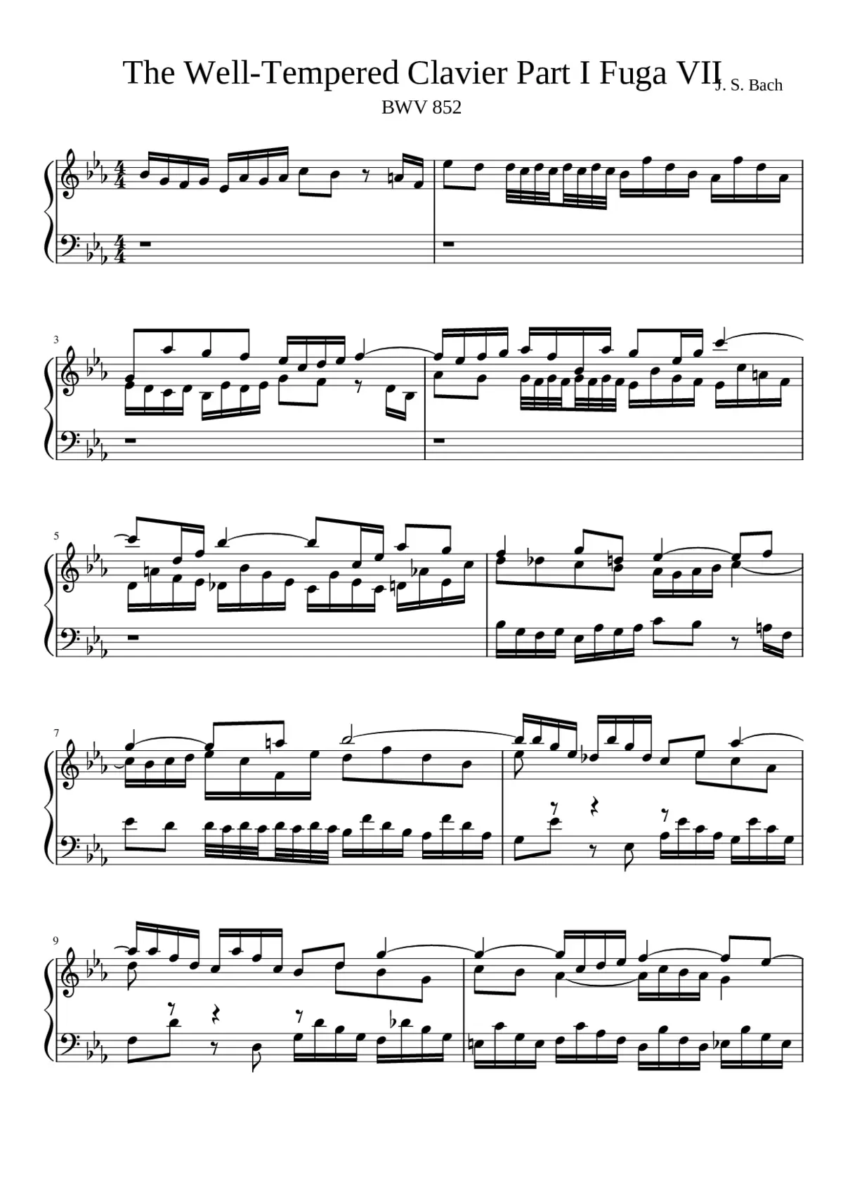 Prelude and Fugue in E-flat major BWV 852 - Page 1