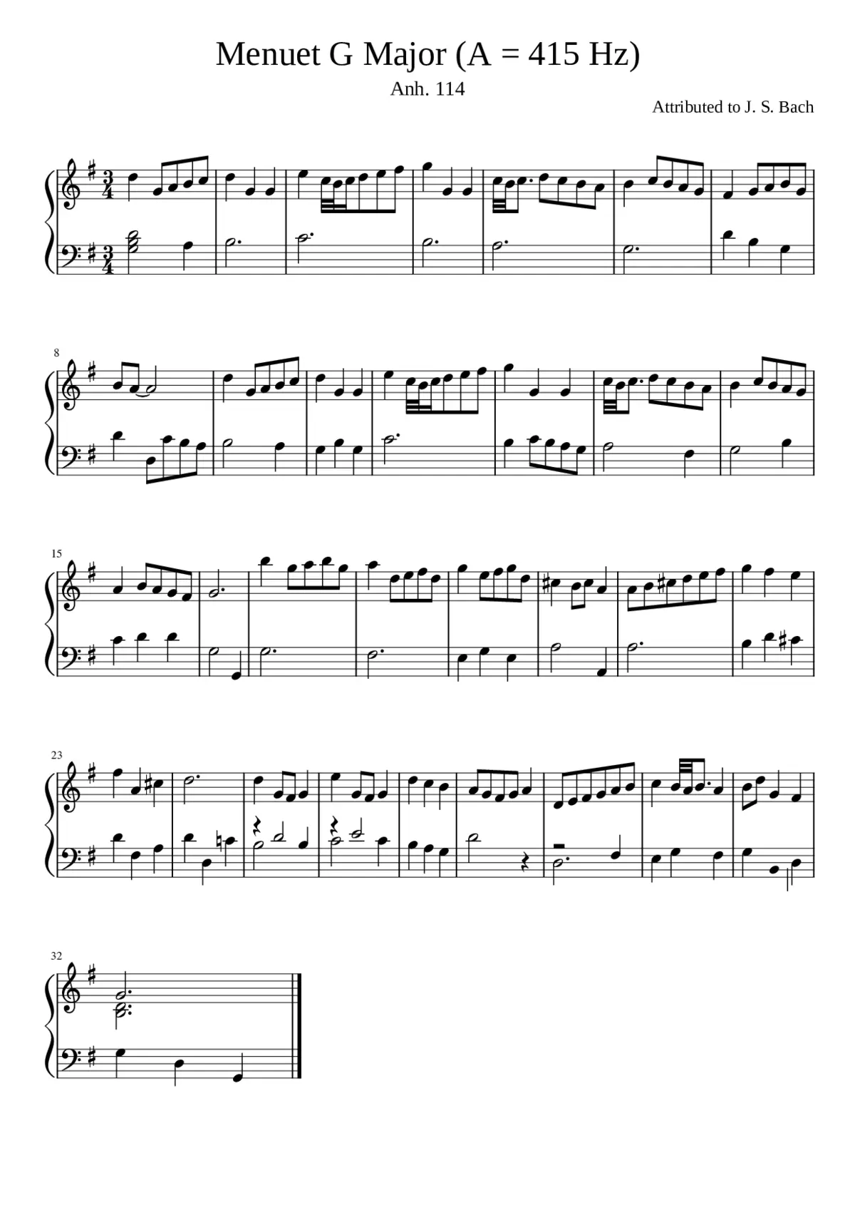 Anh 114: Menuet G major (A = 415 Hz) - Page 1