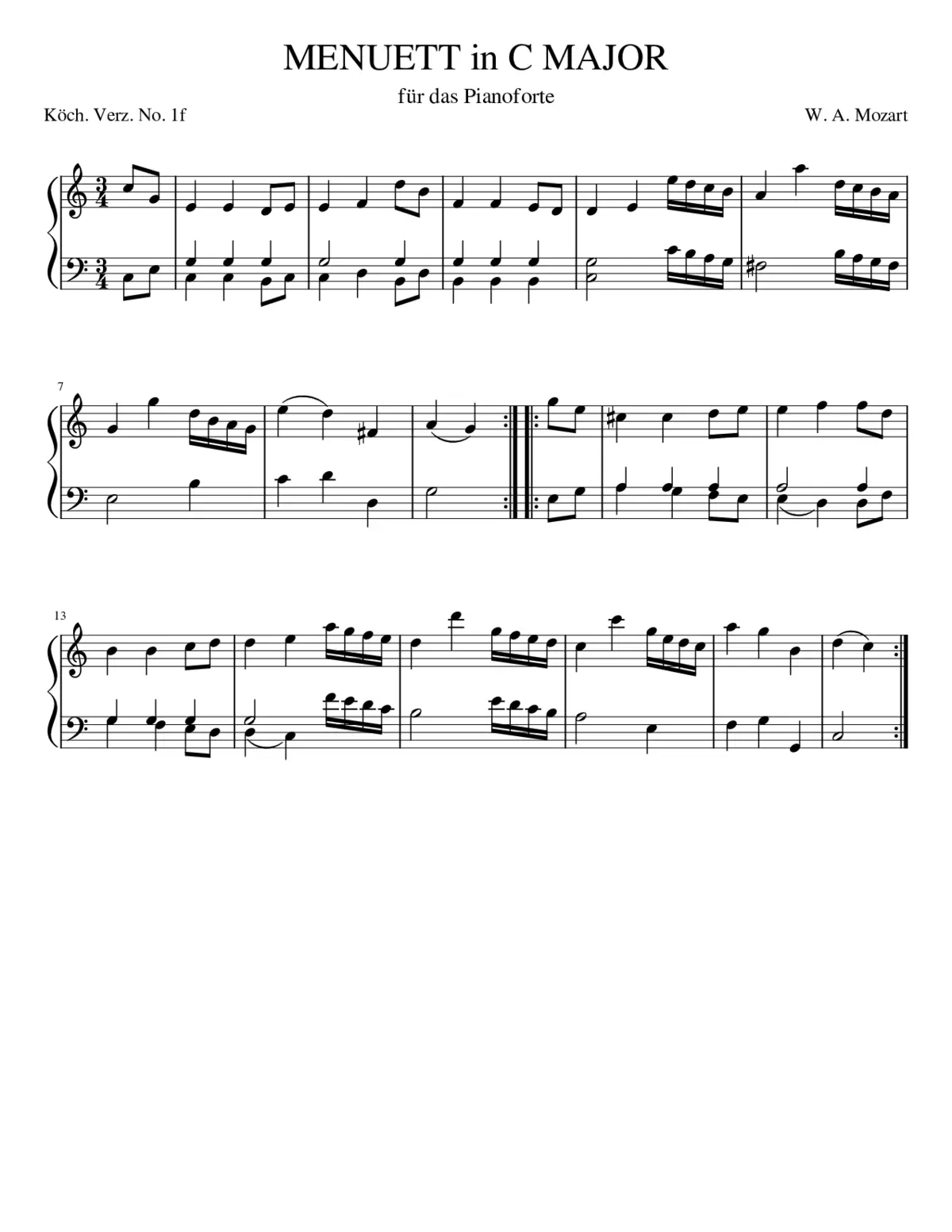 Minuet in C major K.1f - Page 1