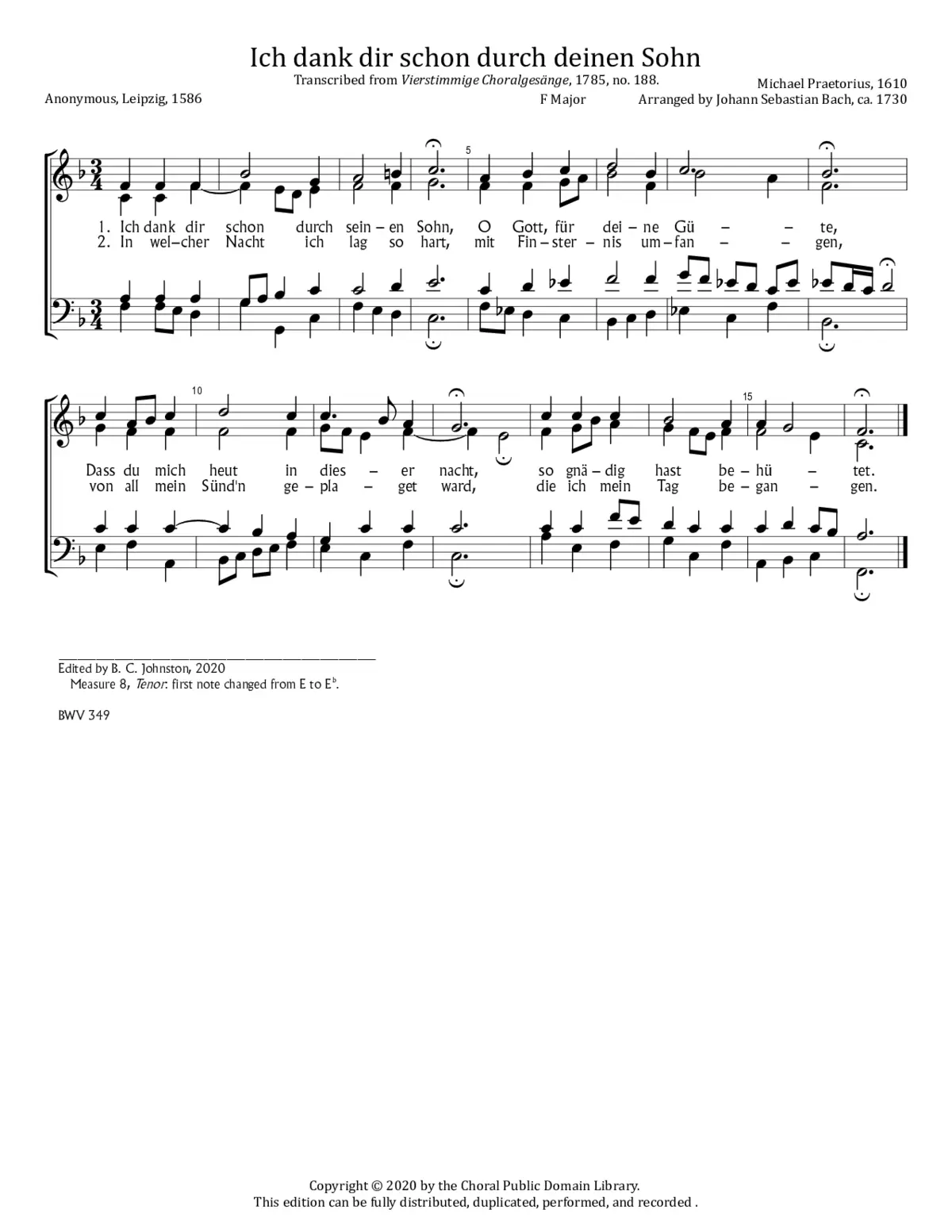 Ich dank dir schon durch deinen Sohn, BWV 349 - Page 1
