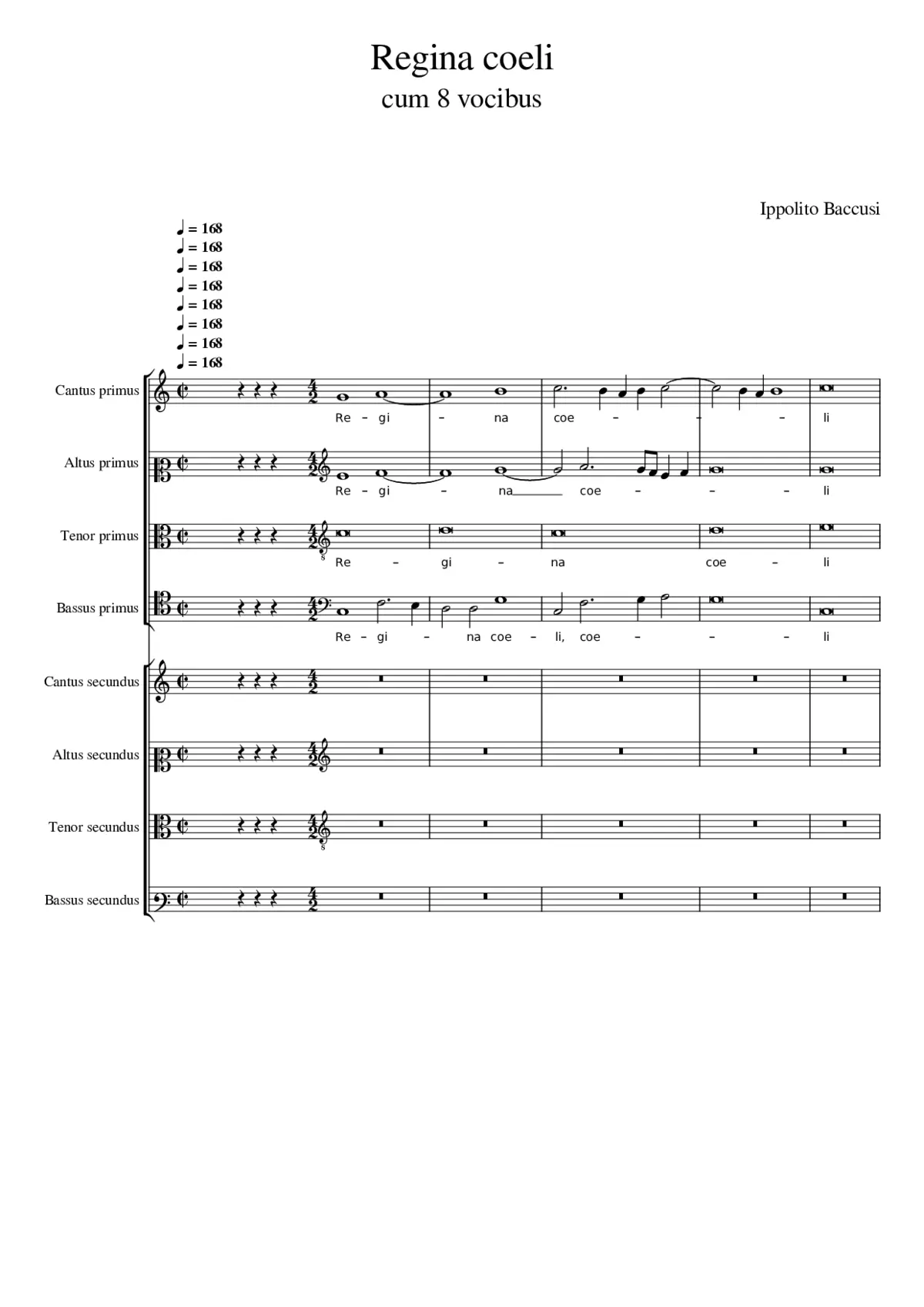 Regina coeli cum 8 vocibus - Page 1